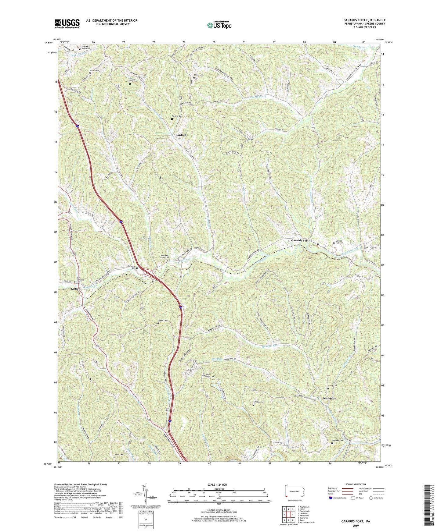 Garards Fort Pennsylvania US Topo Map Image