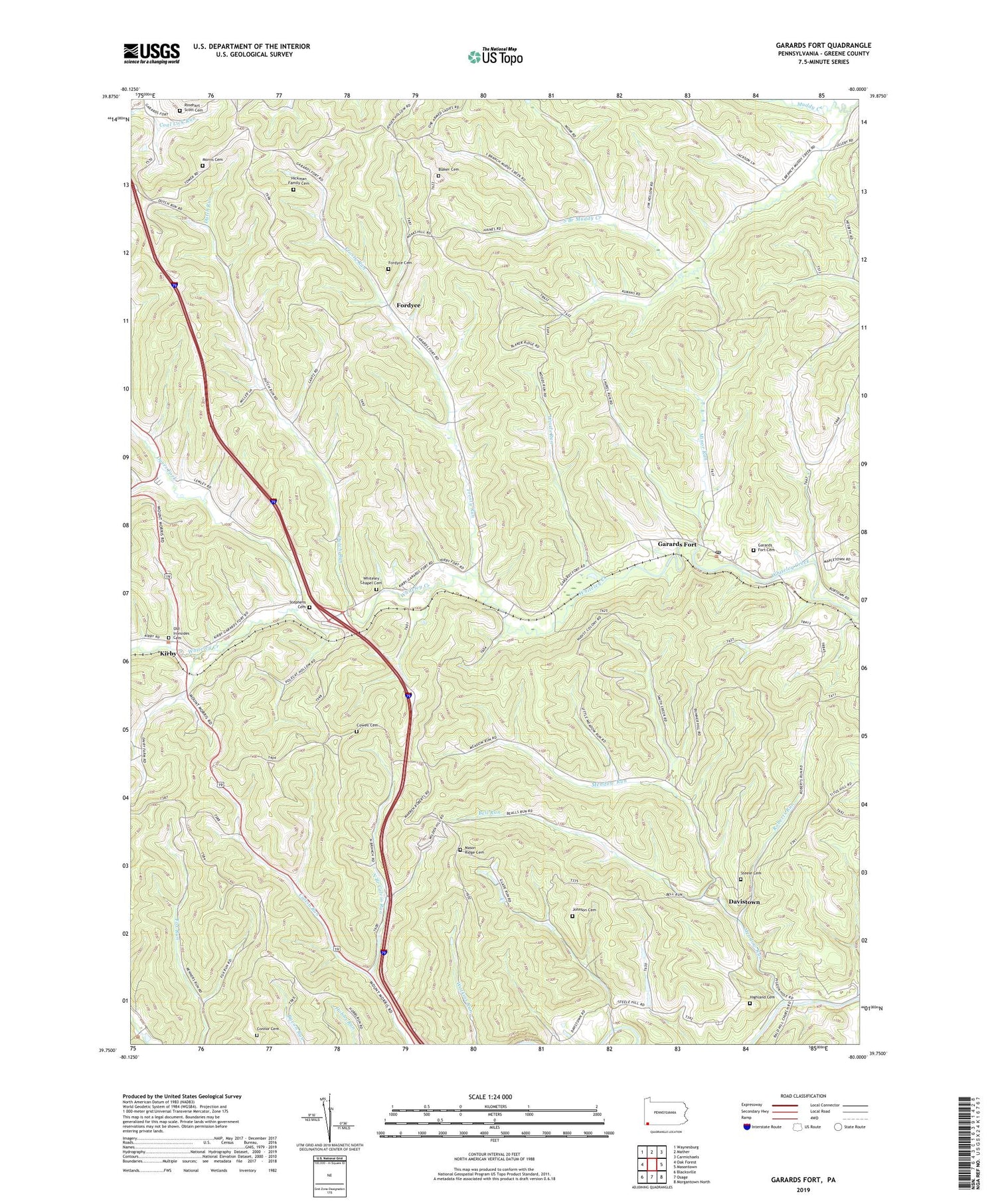 Garards Fort Pennsylvania US Topo Map Image