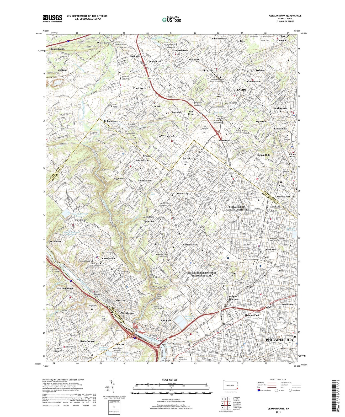 Germantown Pennsylvania US Topo Map Image