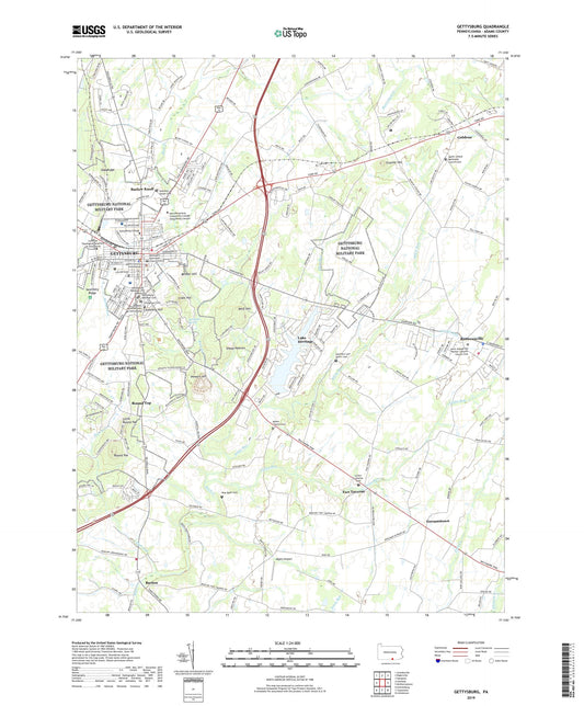 Gettysburg Pennsylvania US Topo Map Image