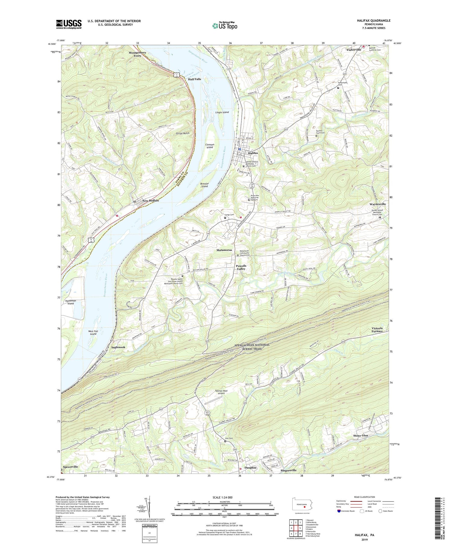 Halifax Pennsylvania US Topo Map Image
