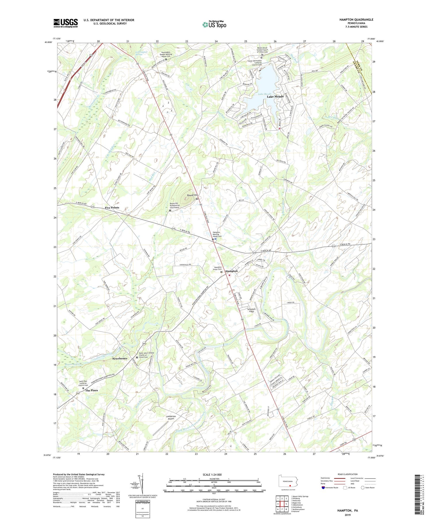 Hampton Pennsylvania US Topo Map Image
