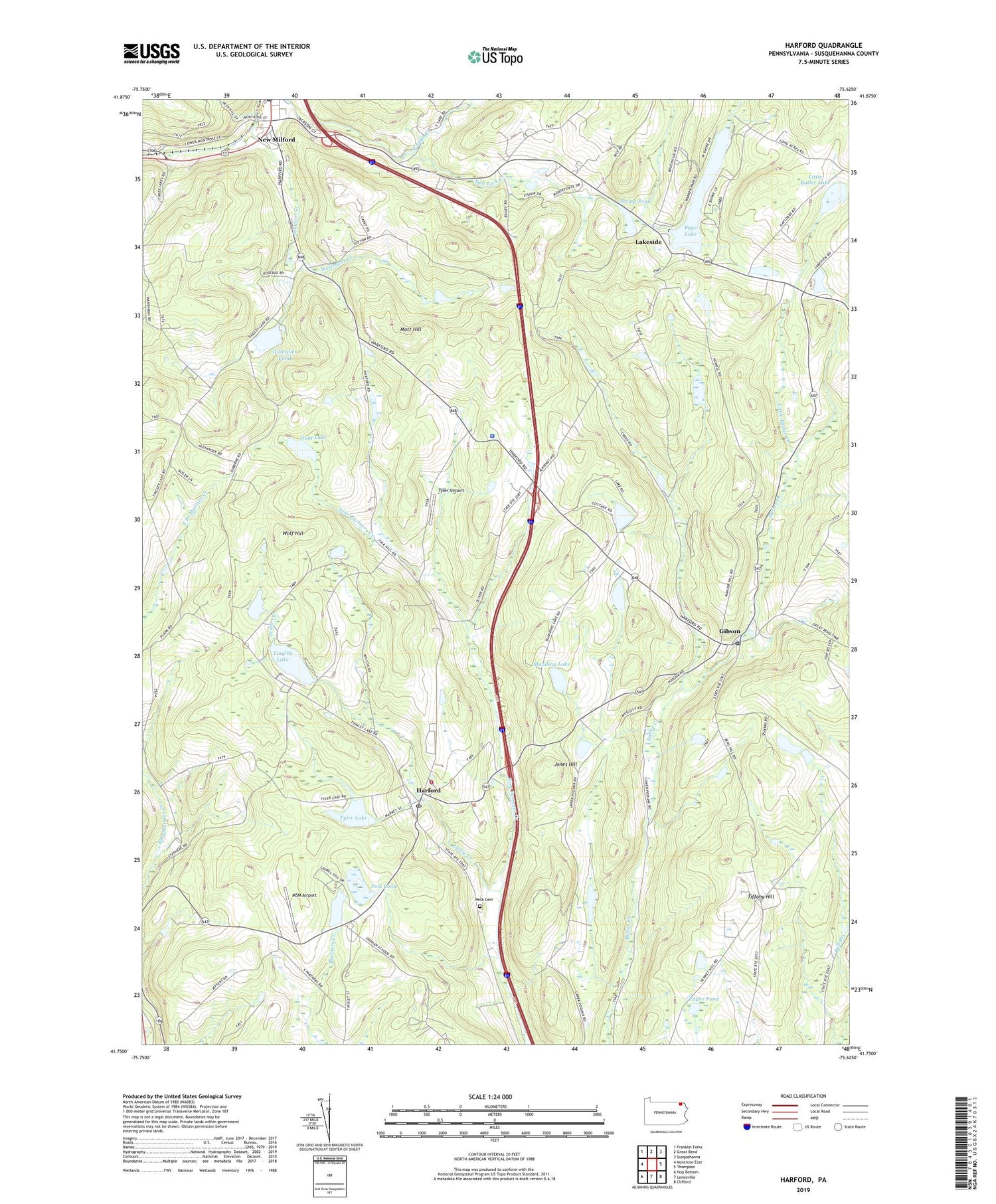 Harford Pennsylvania US Topo Map Image
