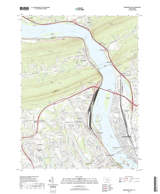 Harrisburg West Pennsylvania US Topo Map Image
