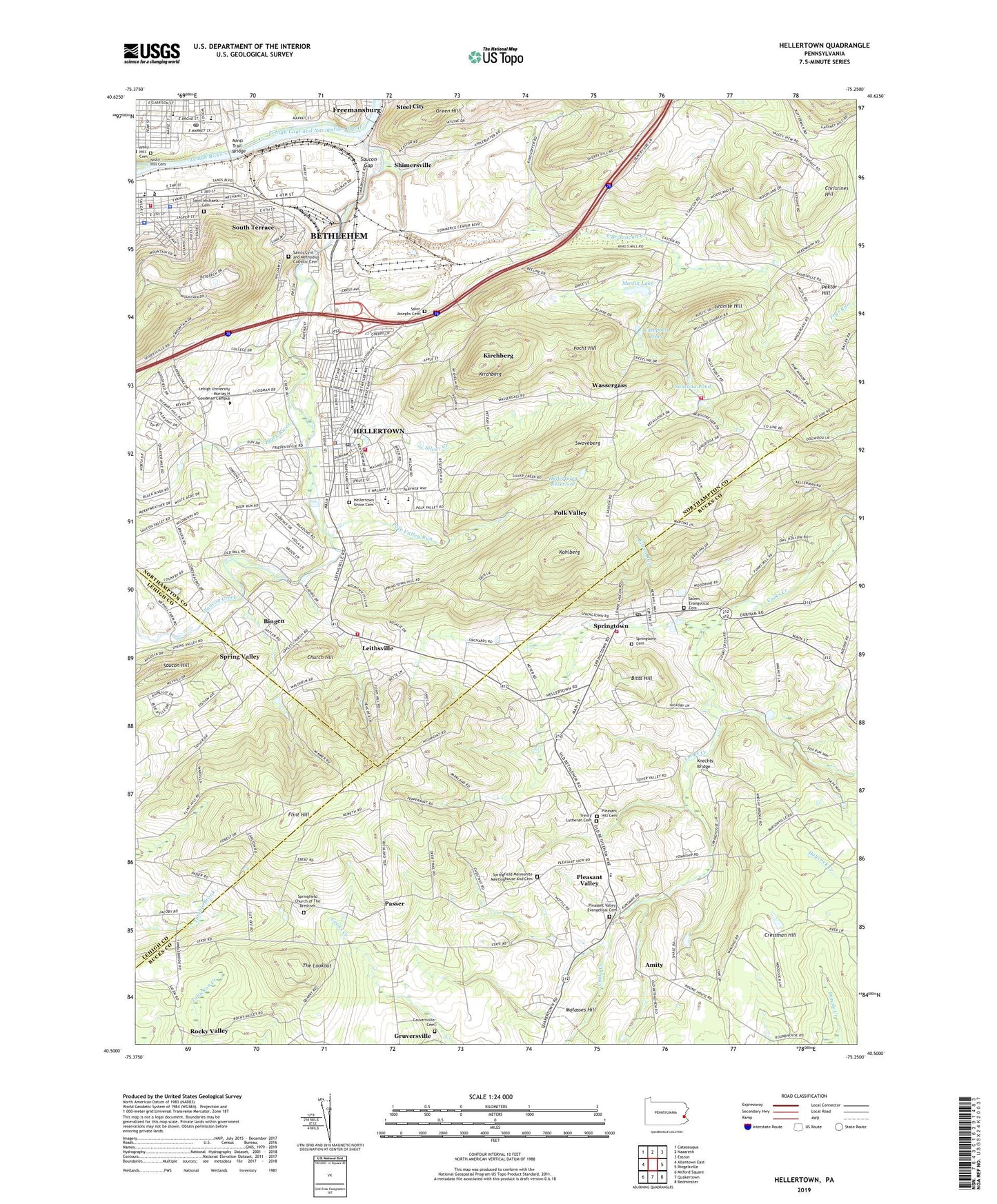 Hellertown Pennsylvania US Topo Map Image