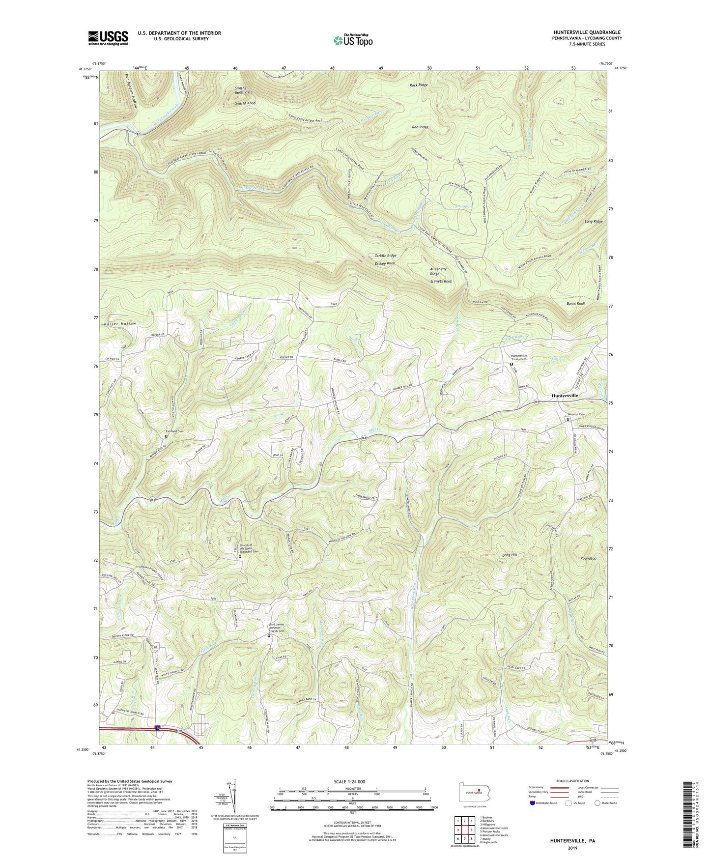 Huntersville Pennsylvania US Topo Map Image