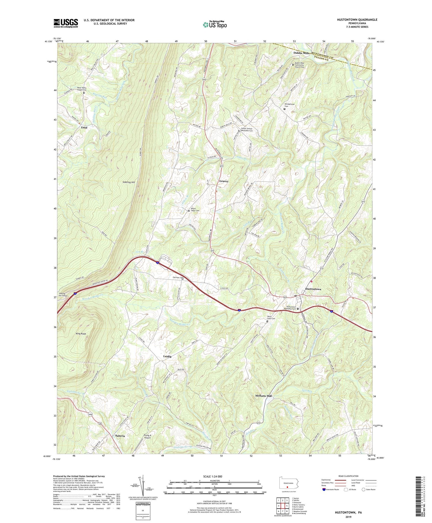 Hustontown Pennsylvania US Topo Map Image