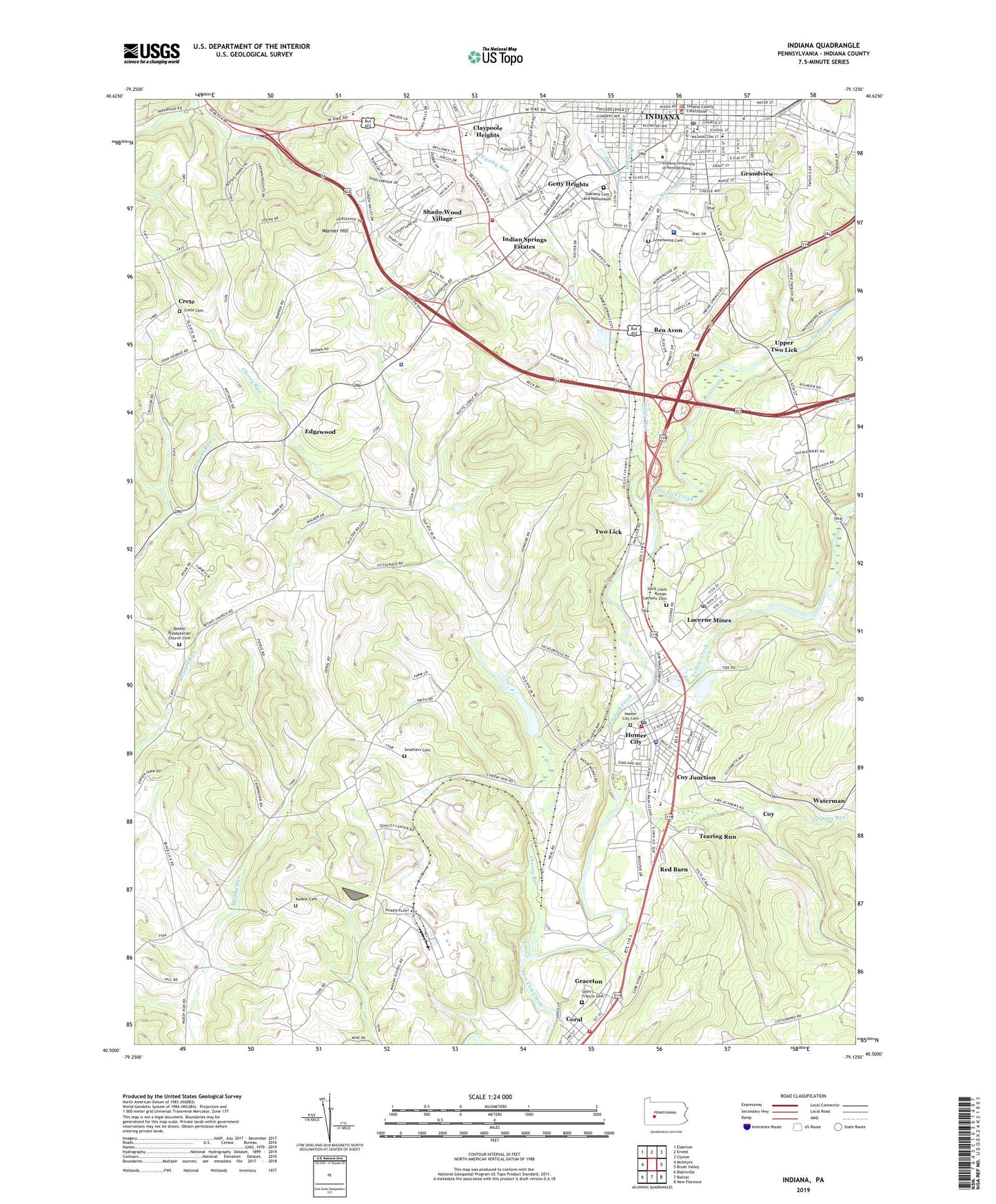 Indiana Pennsylvania US Topo Map Image