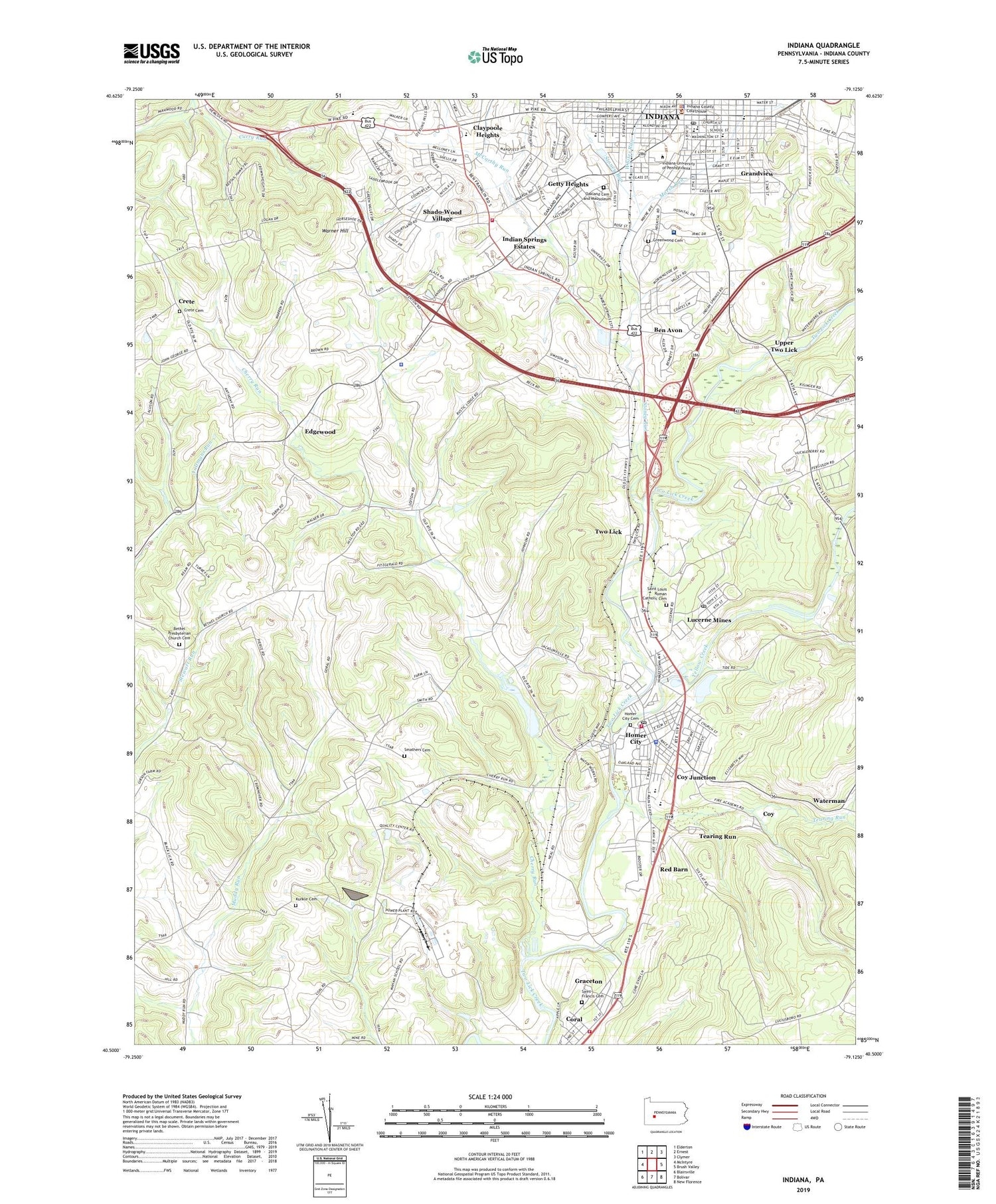 Indiana Pennsylvania US Topo Map Image