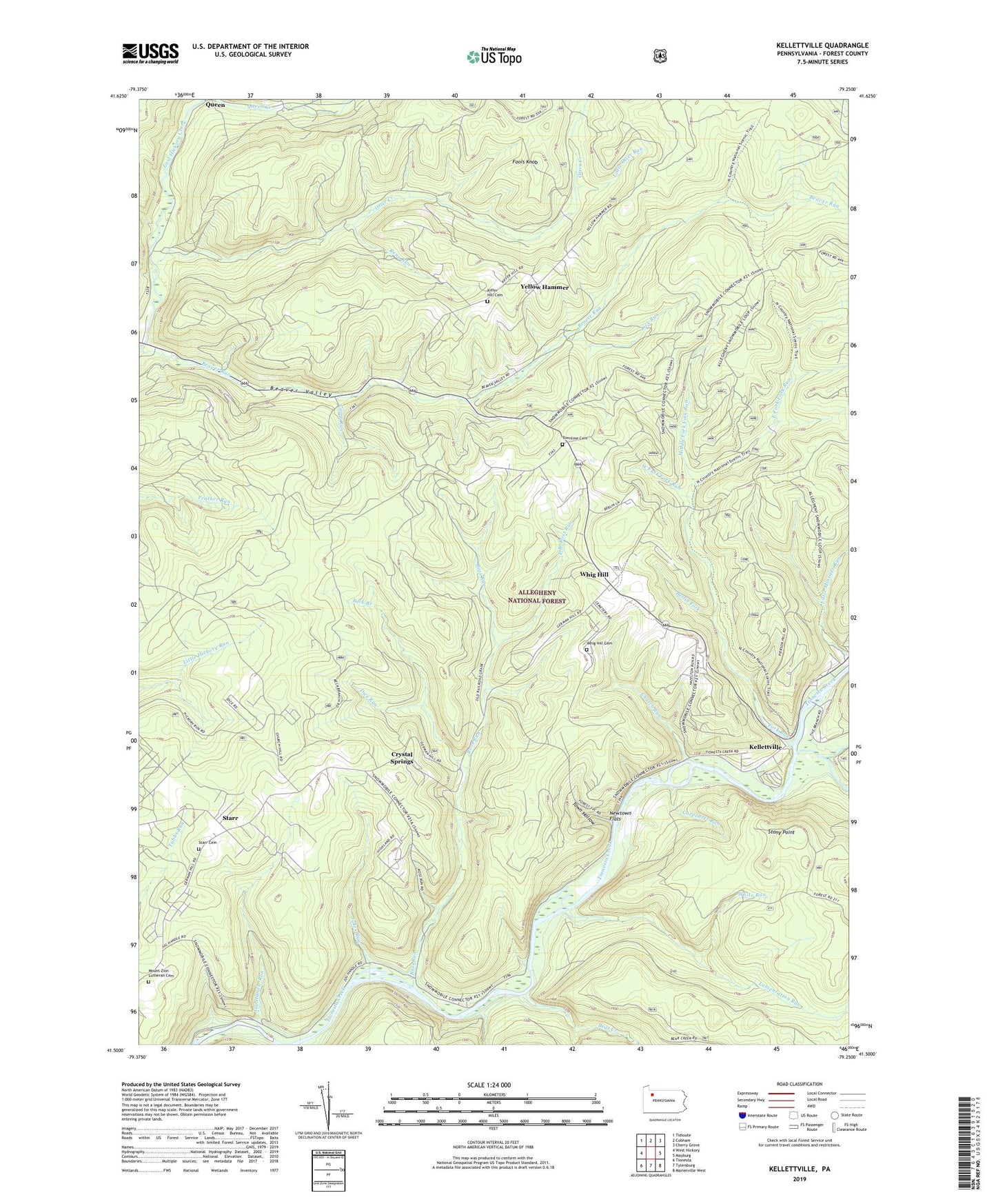 Kellettville Pennsylvania US Topo Map Image
