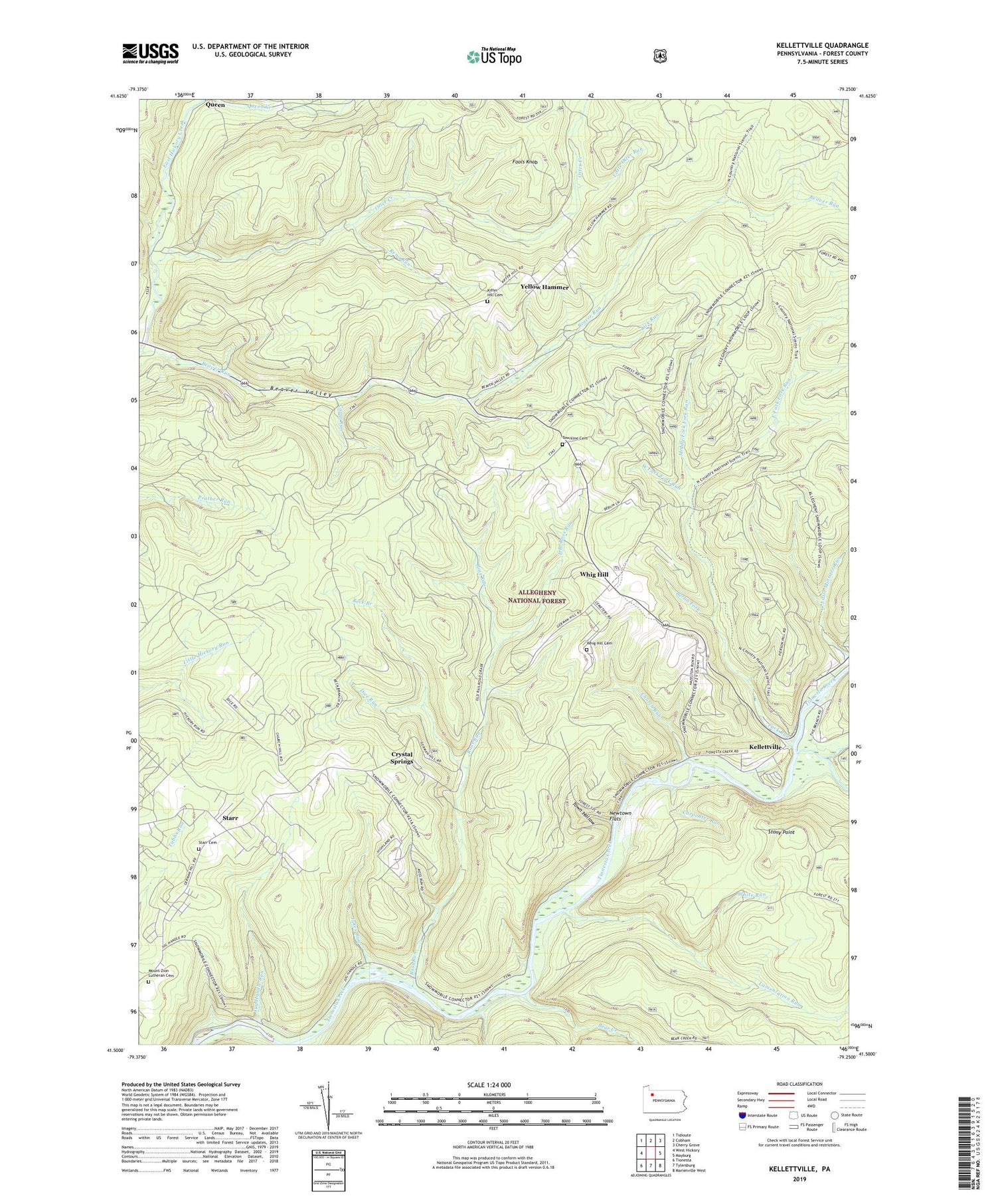 Kellettville Pennsylvania US Topo Map Image