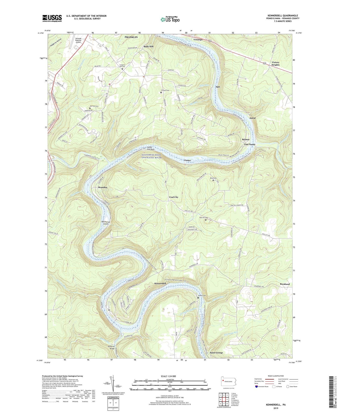 Kennerdell Pennsylvania US Topo Map Image