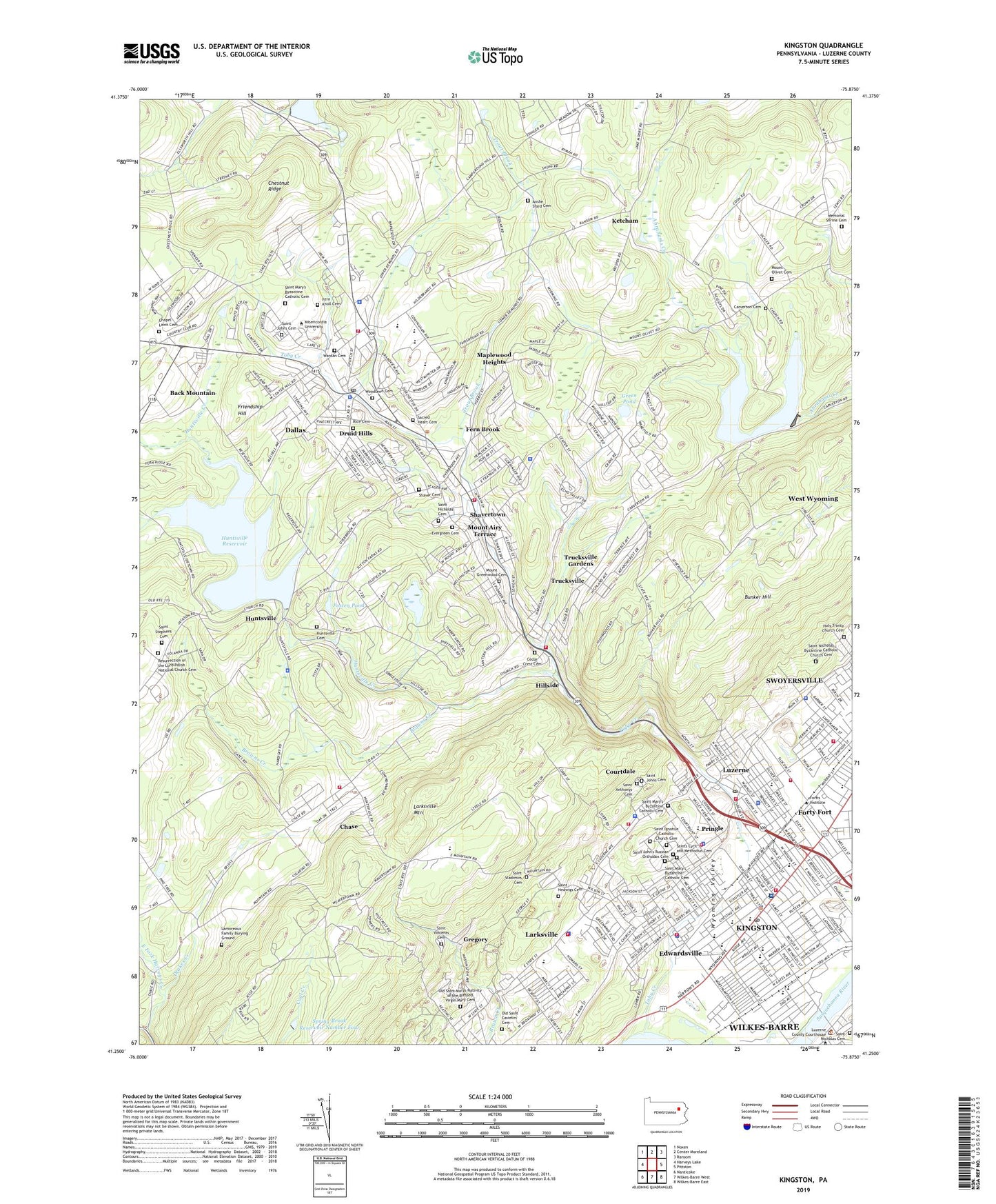Kingston Pennsylvania US Topo Map Image