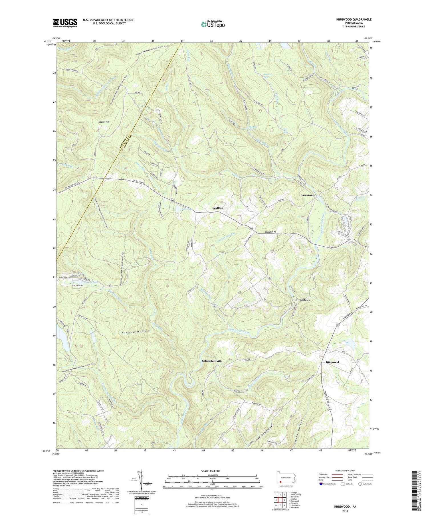 Kingwood Pennsylvania US Topo Map Image