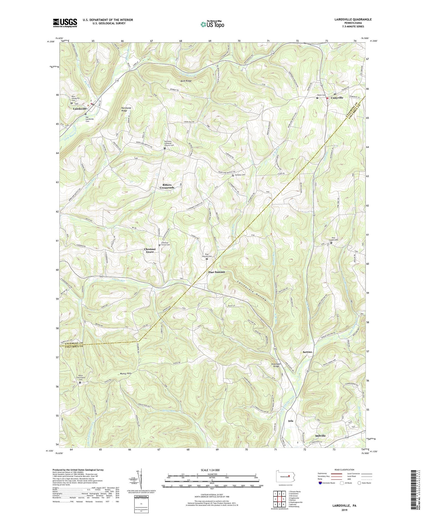 Lairdsville Pennsylvania US Topo Map Image