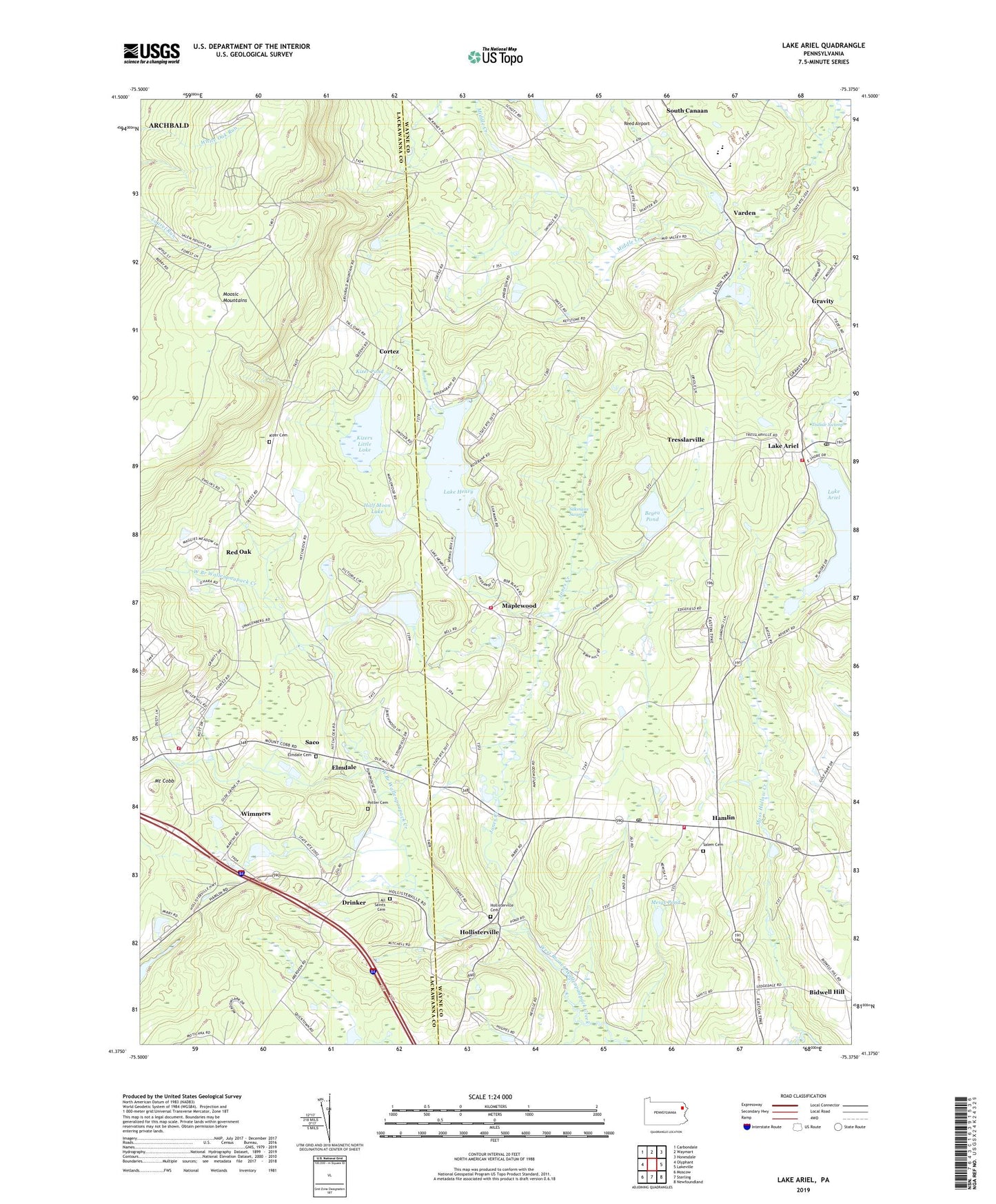 Lake Ariel Pennsylvania US Topo Map Image