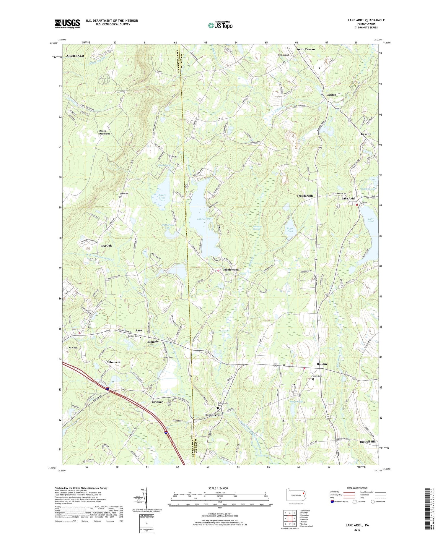 Lake Ariel Pennsylvania US Topo Map Image