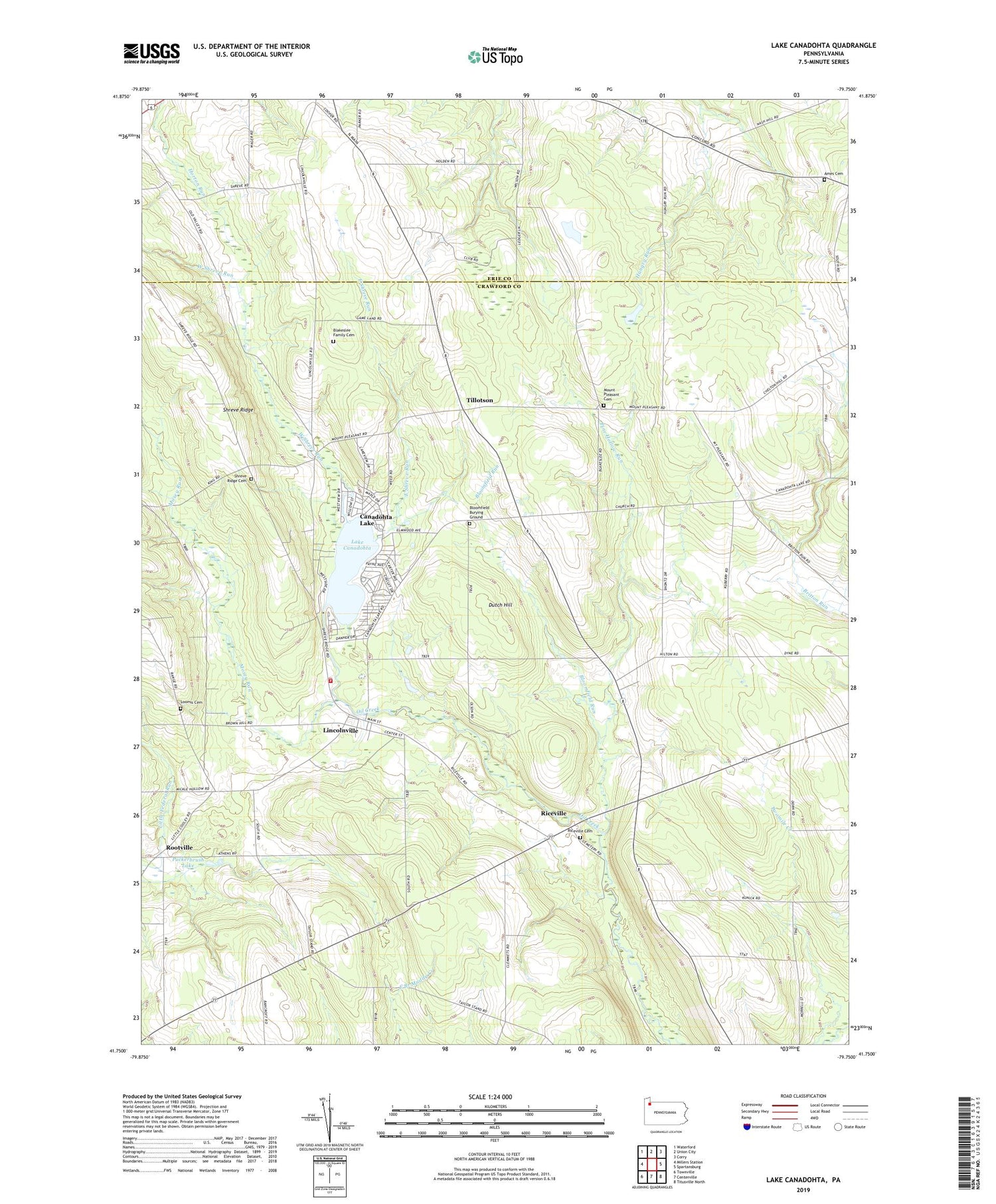 Lake Canadohta Pennsylvania US Topo Map Image