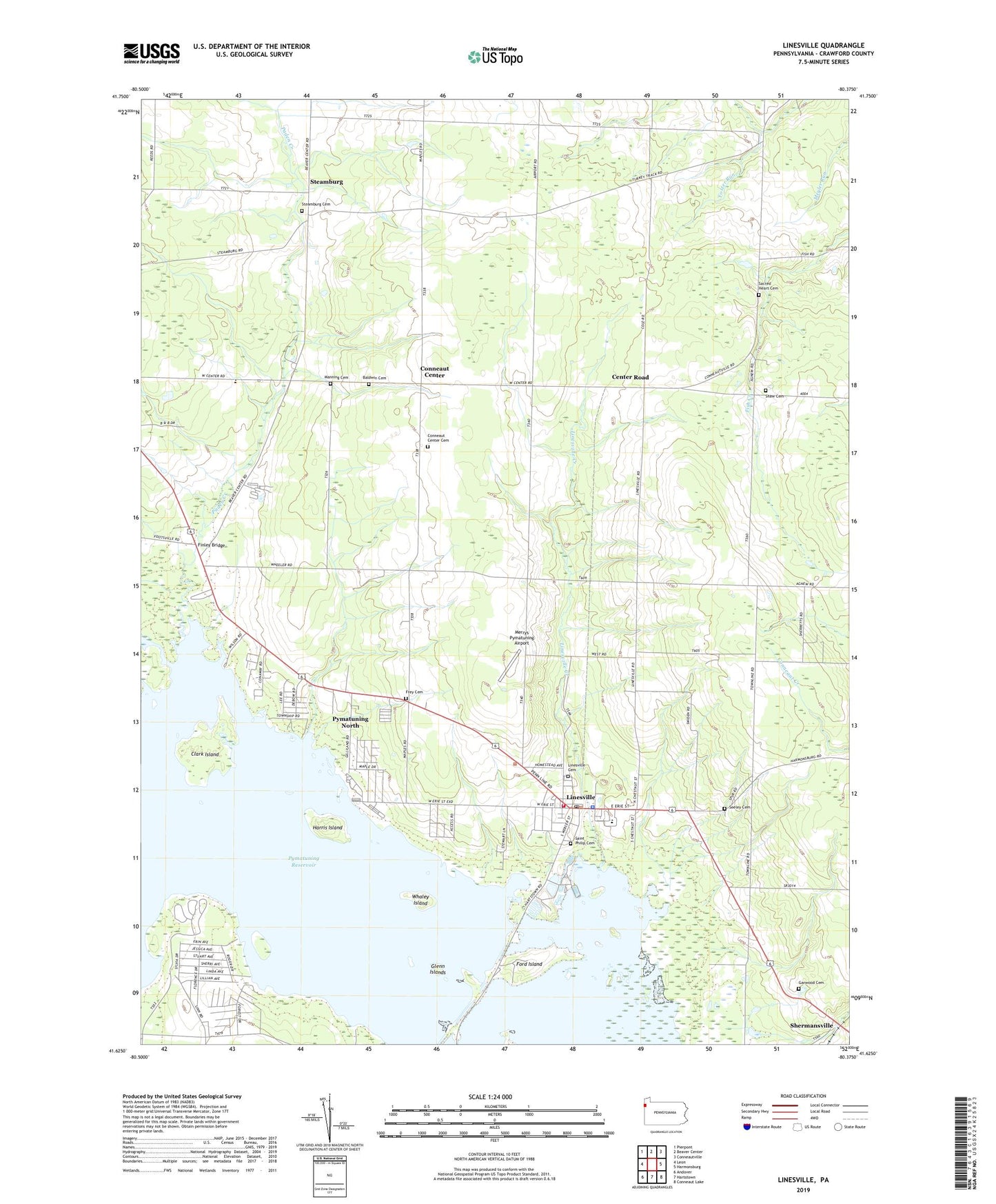 Linesville Pennsylvania US Topo Map Image