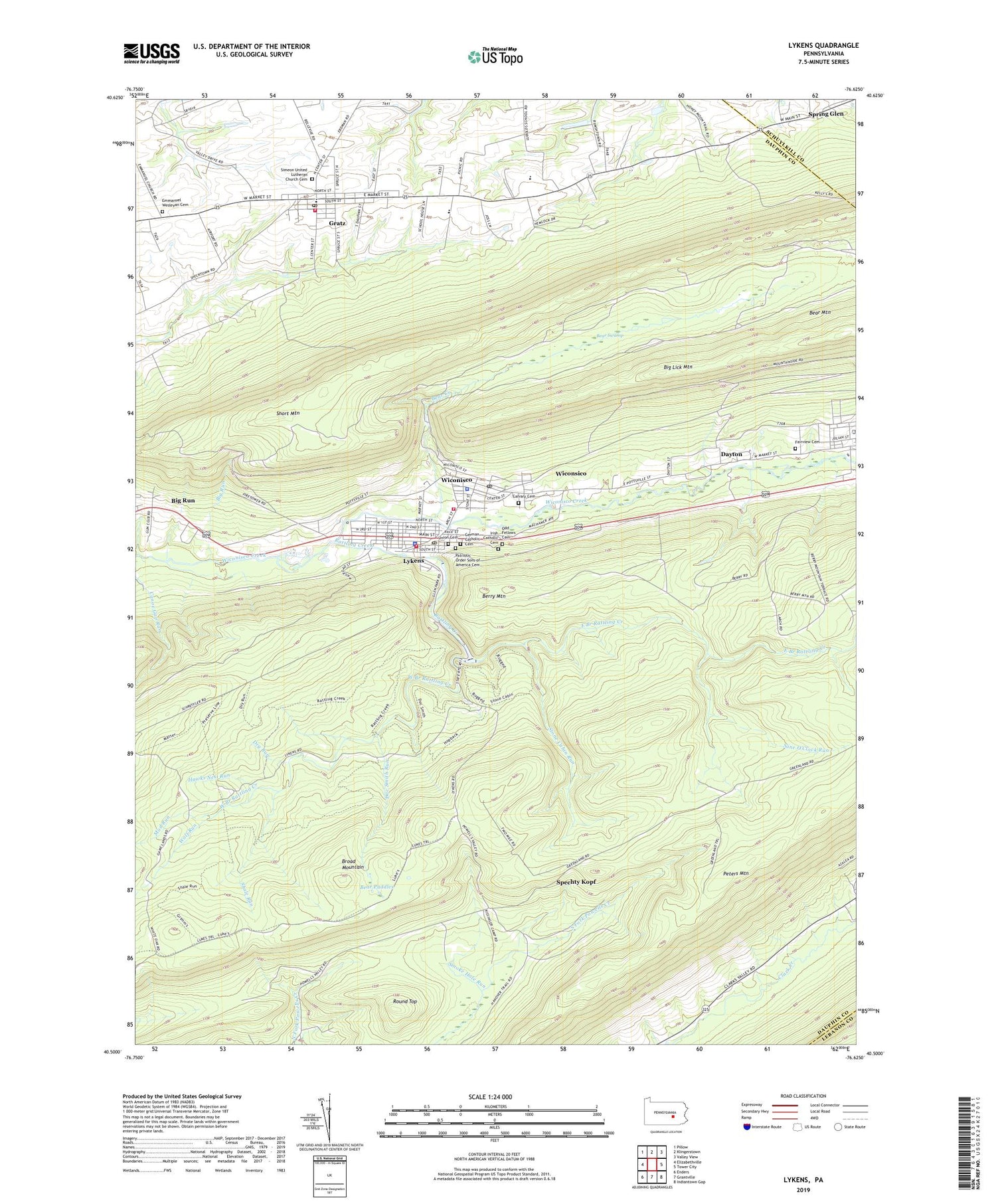 Lykens Pennsylvania US Topo Map Image