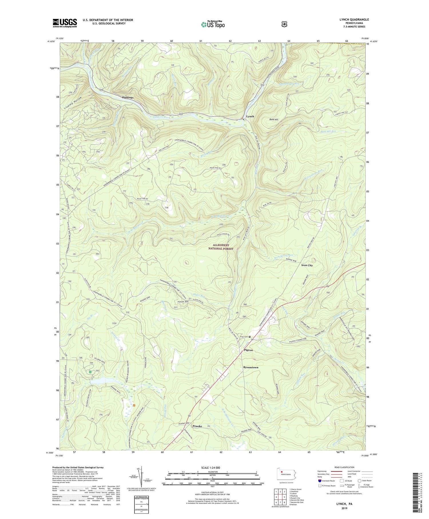 Lynch Pennsylvania US Topo Map Image