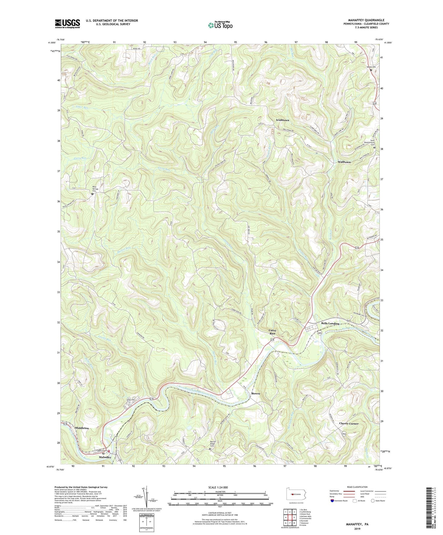 Mahaffey Pennsylvania US Topo Map Image