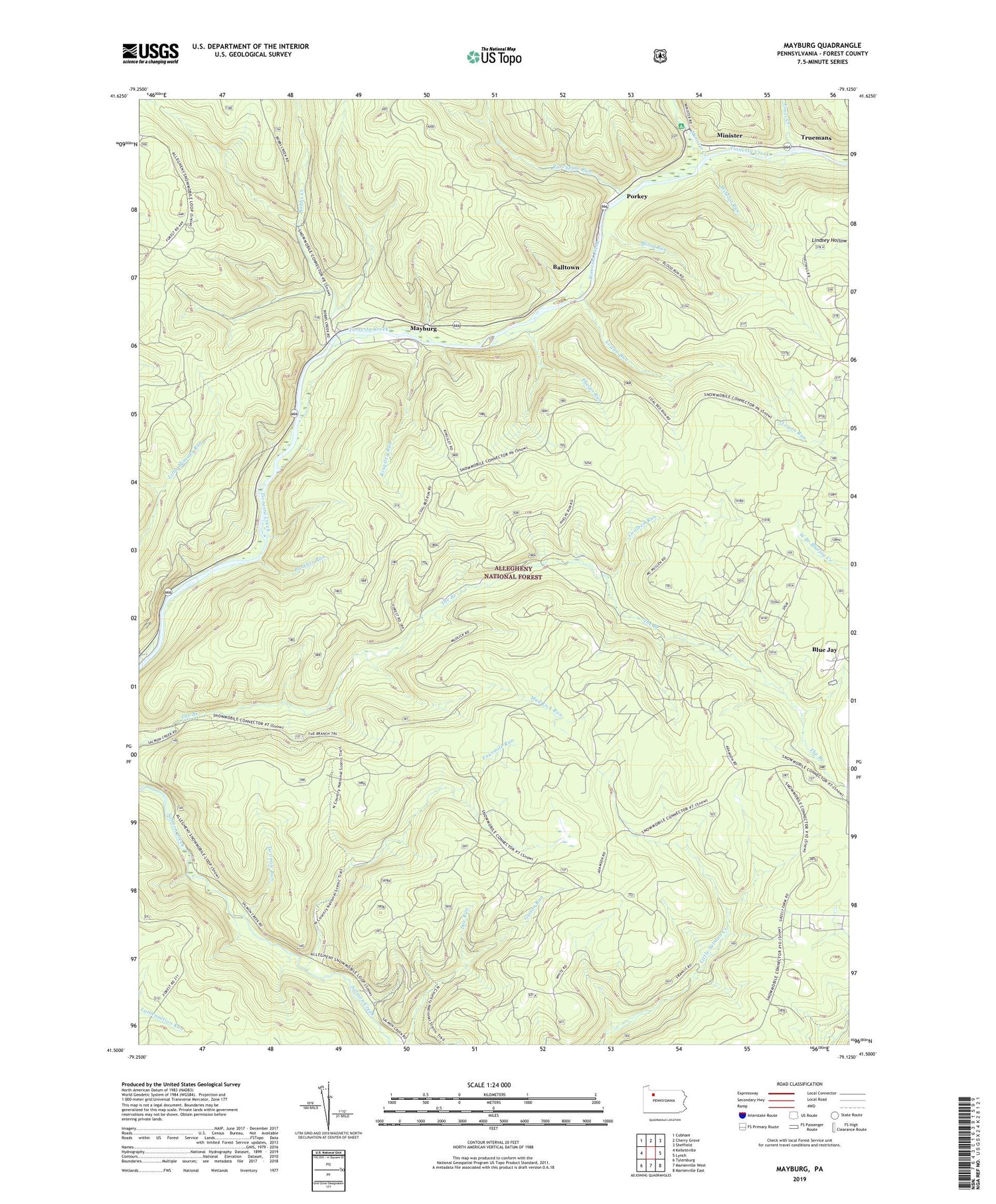 Mayburg Pennsylvania US Topo Map Image