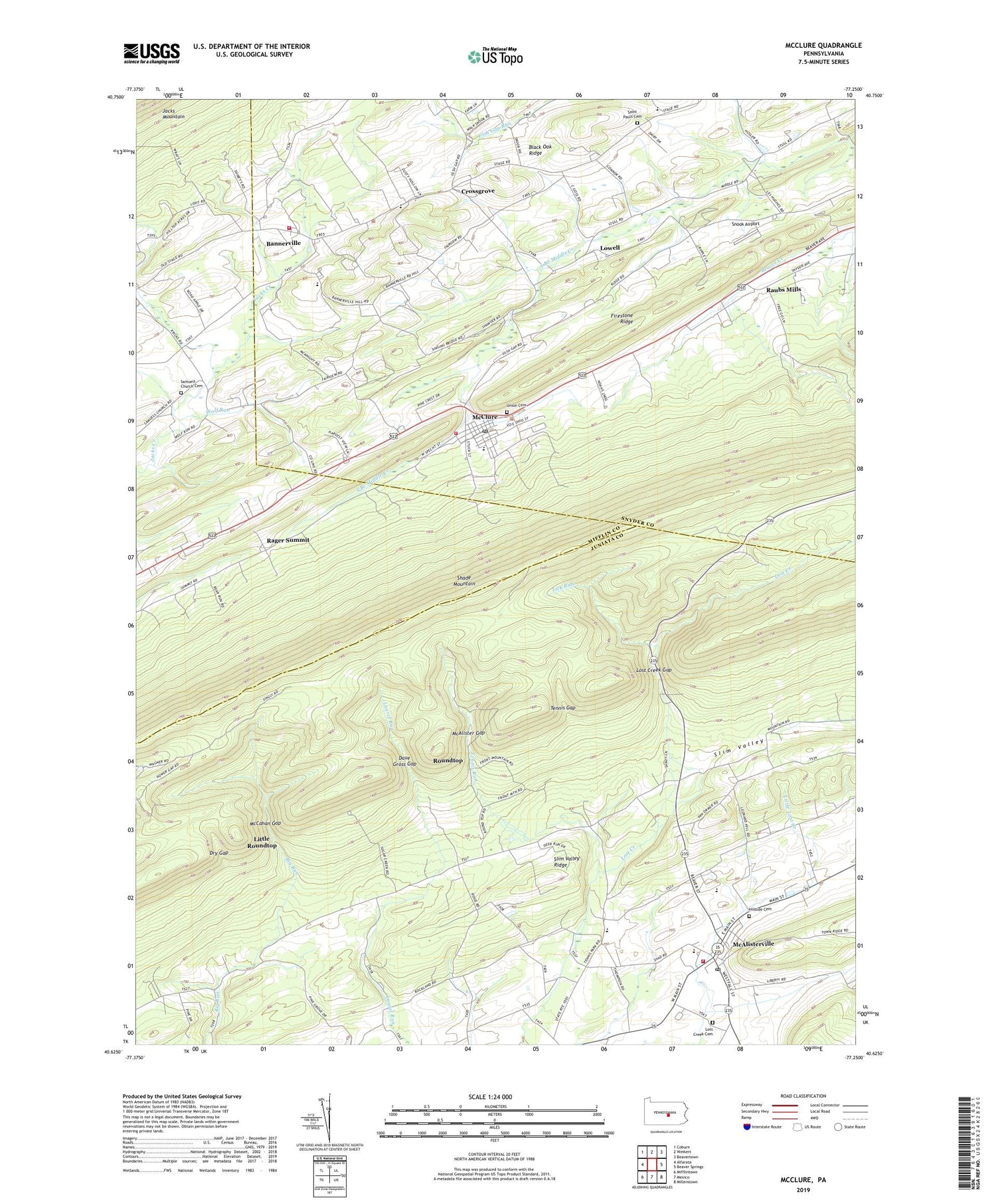 McClure Pennsylvania US Topo Map Image