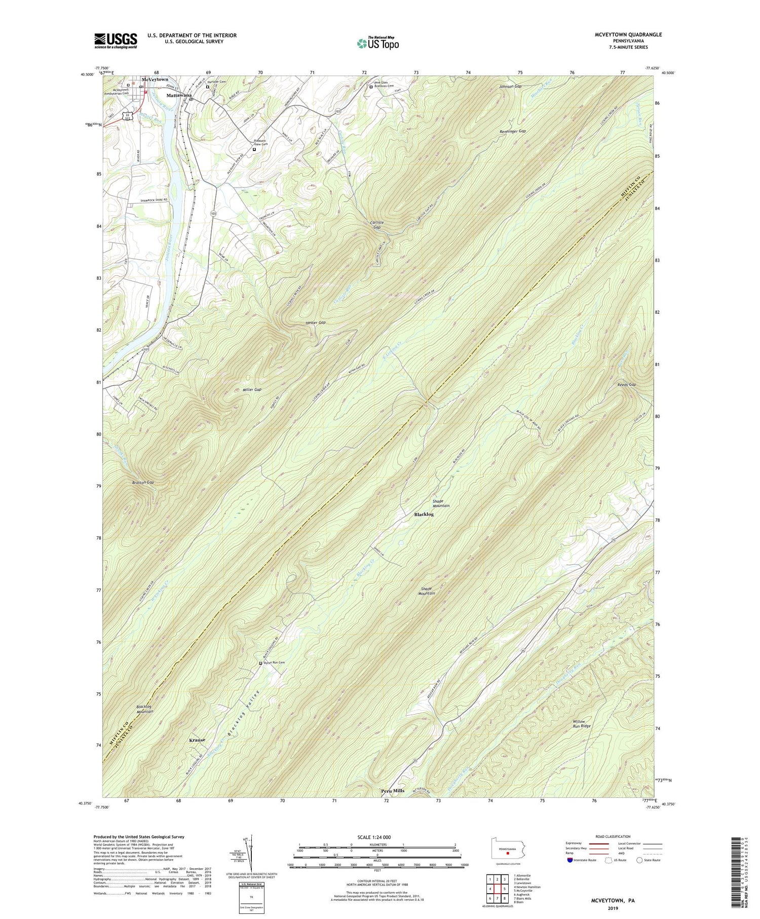 McVeytown Pennsylvania US Topo Map Image