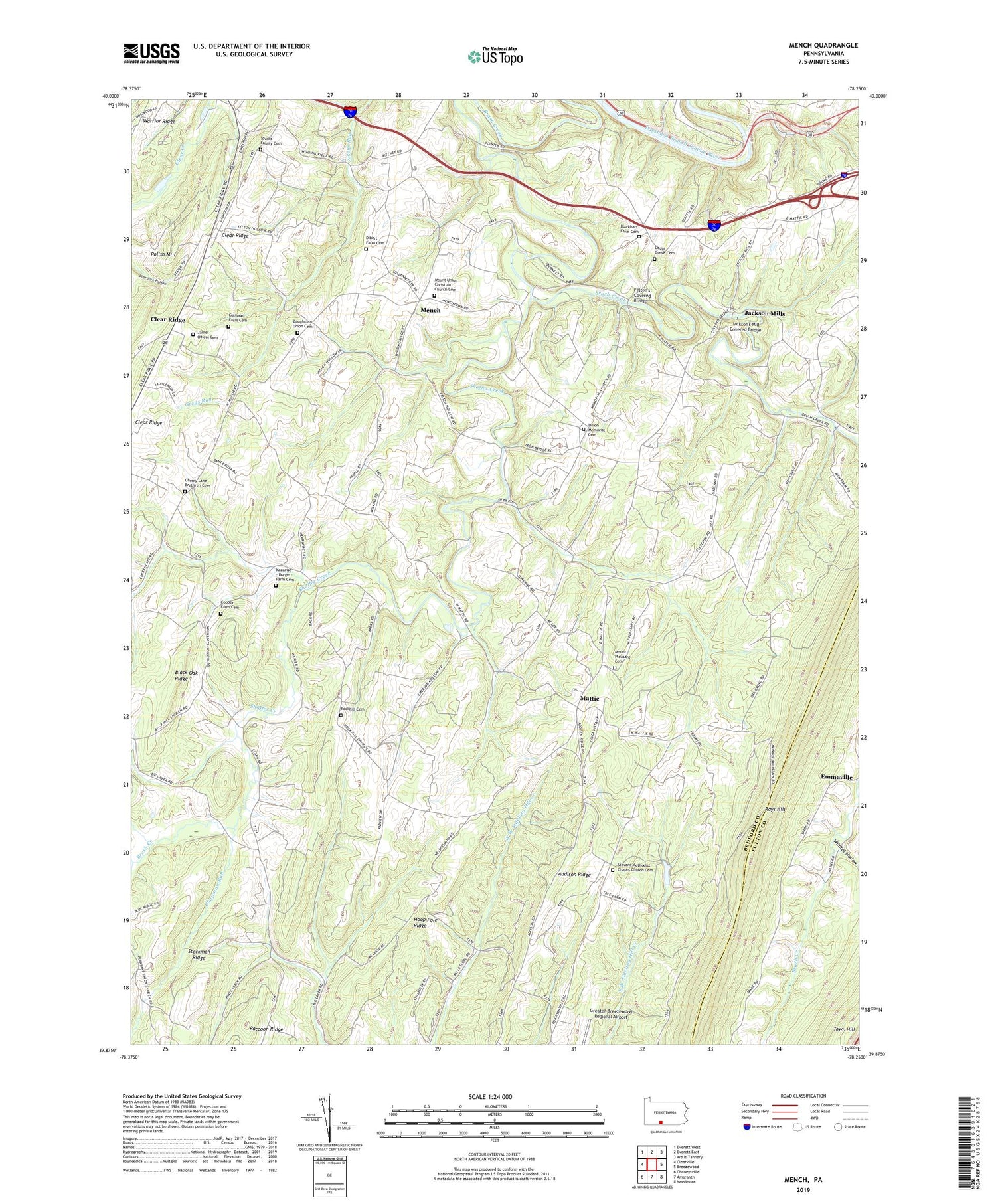 Mench Pennsylvania US Topo Map Image