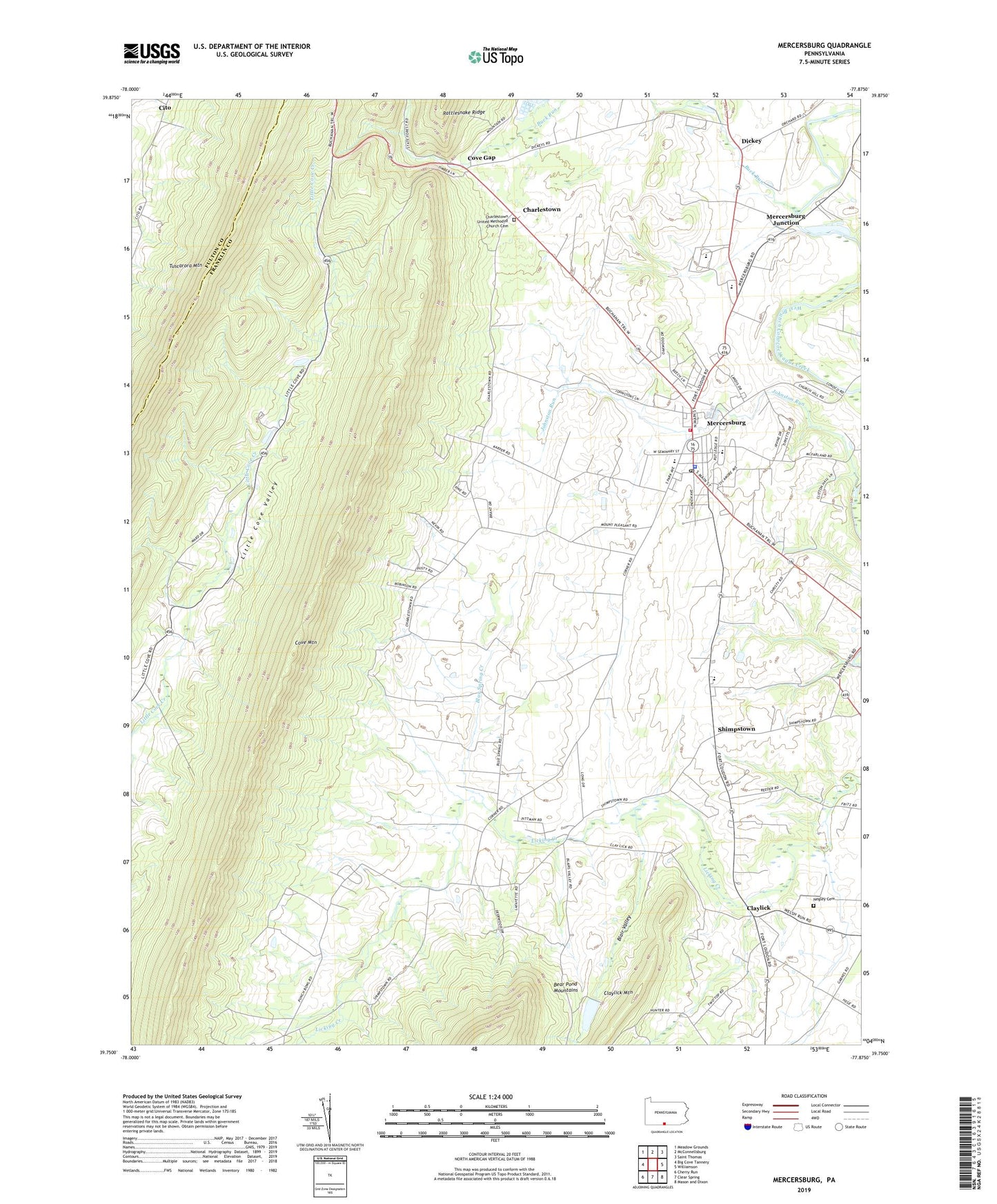 Mercersburg Pennsylvania US Topo Map Image