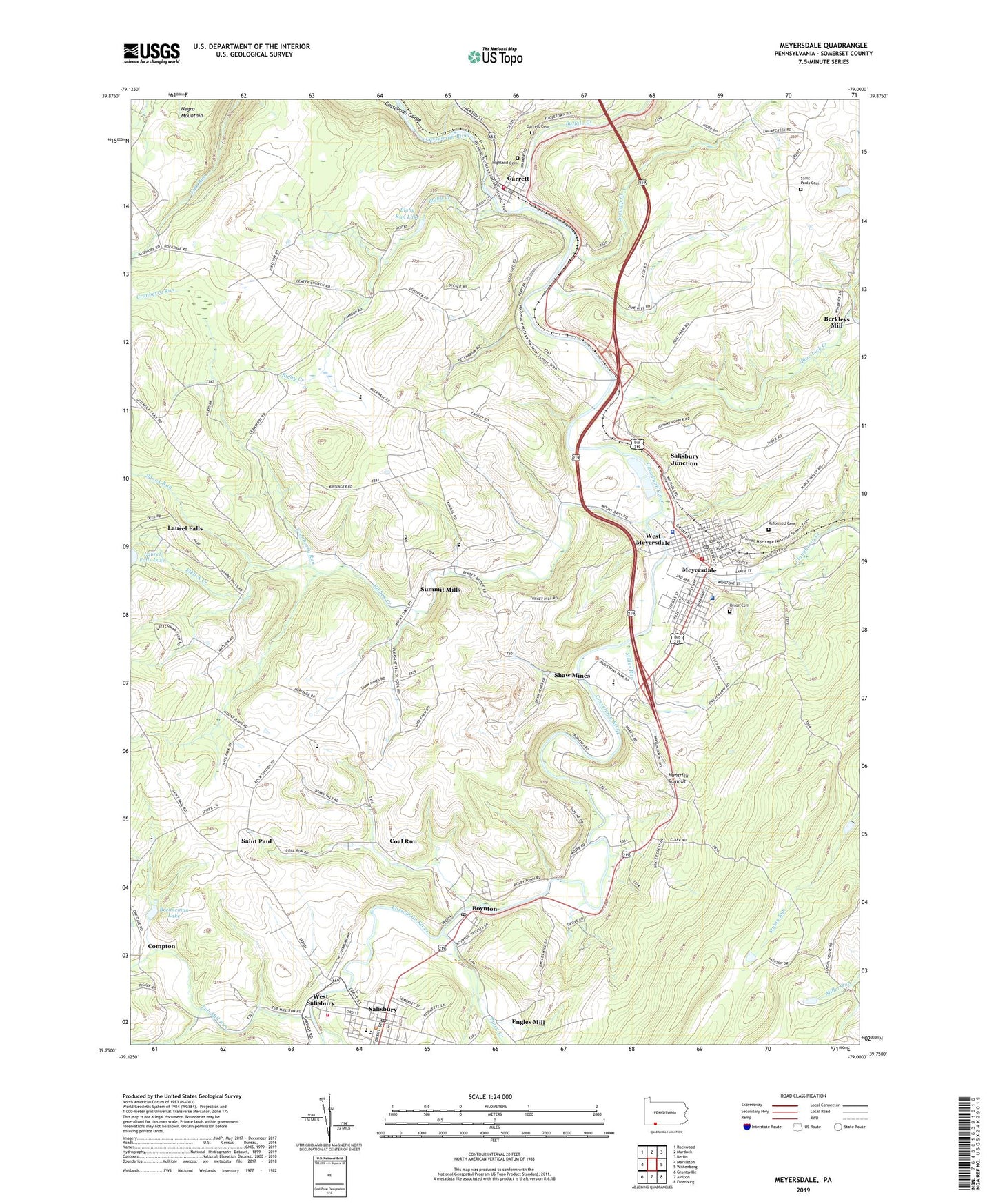 Meyersdale Pennsylvania US Topo Map Image