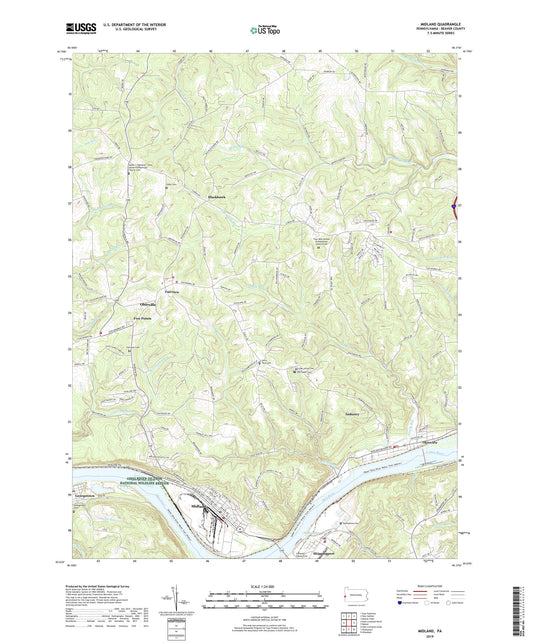 Midland Pennsylvania US Topo Map Image