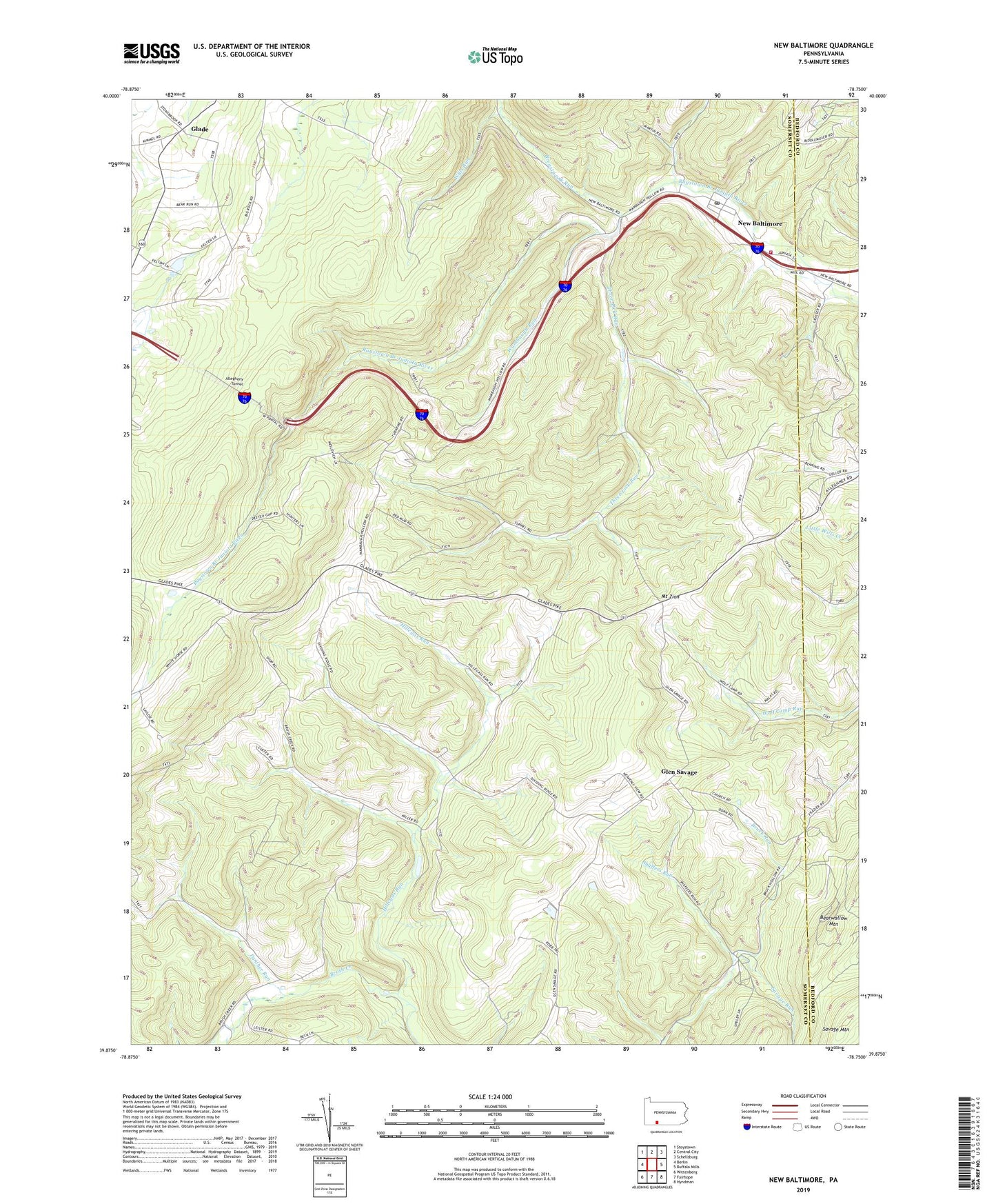 New Baltimore Pennsylvania US Topo Map Image