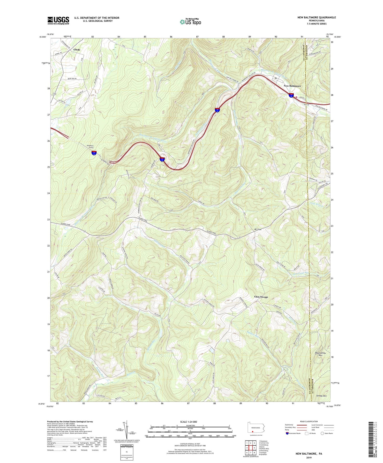 New Baltimore Pennsylvania US Topo Map Image