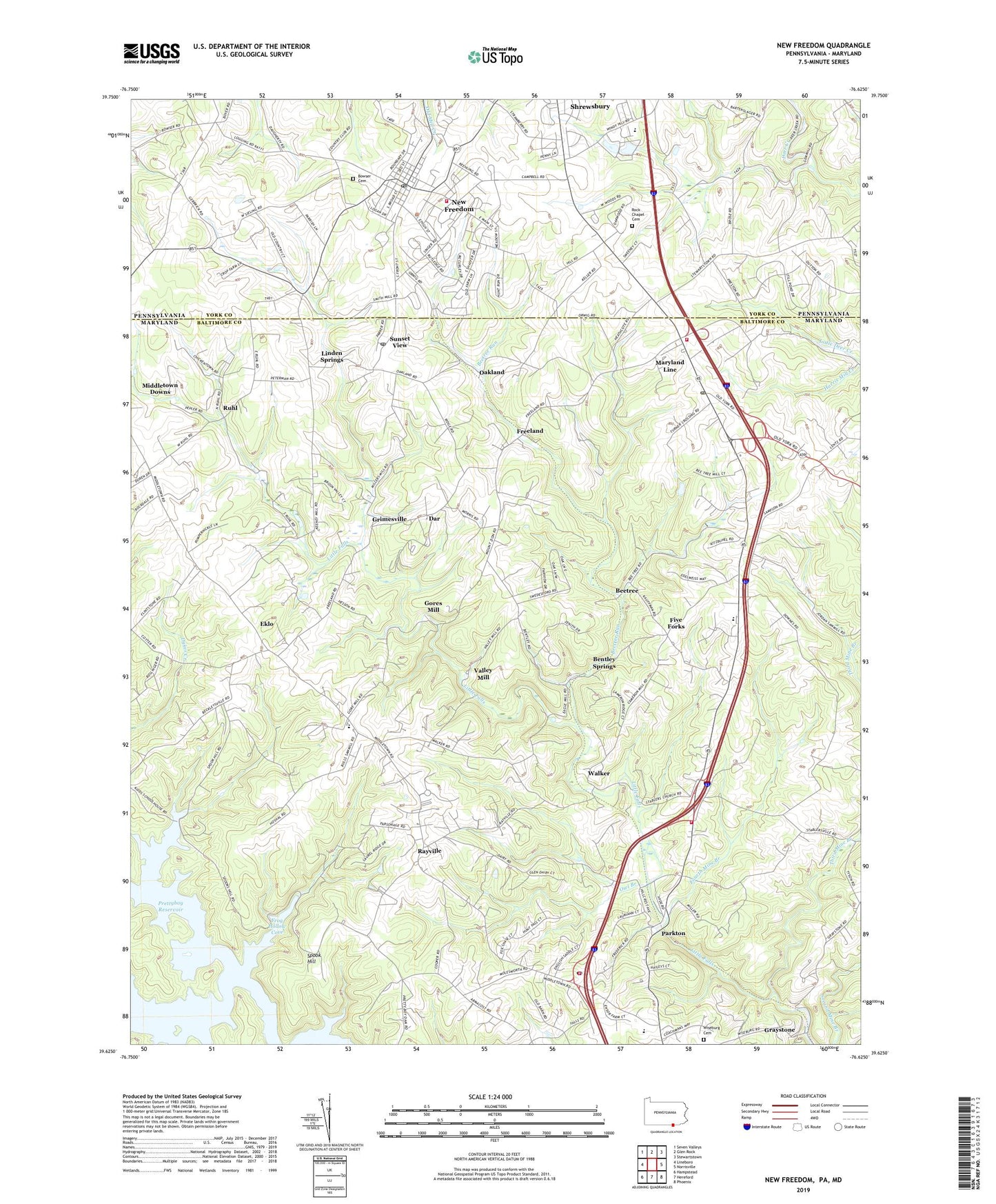 New Freedom Pennsylvania US Topo Map Image