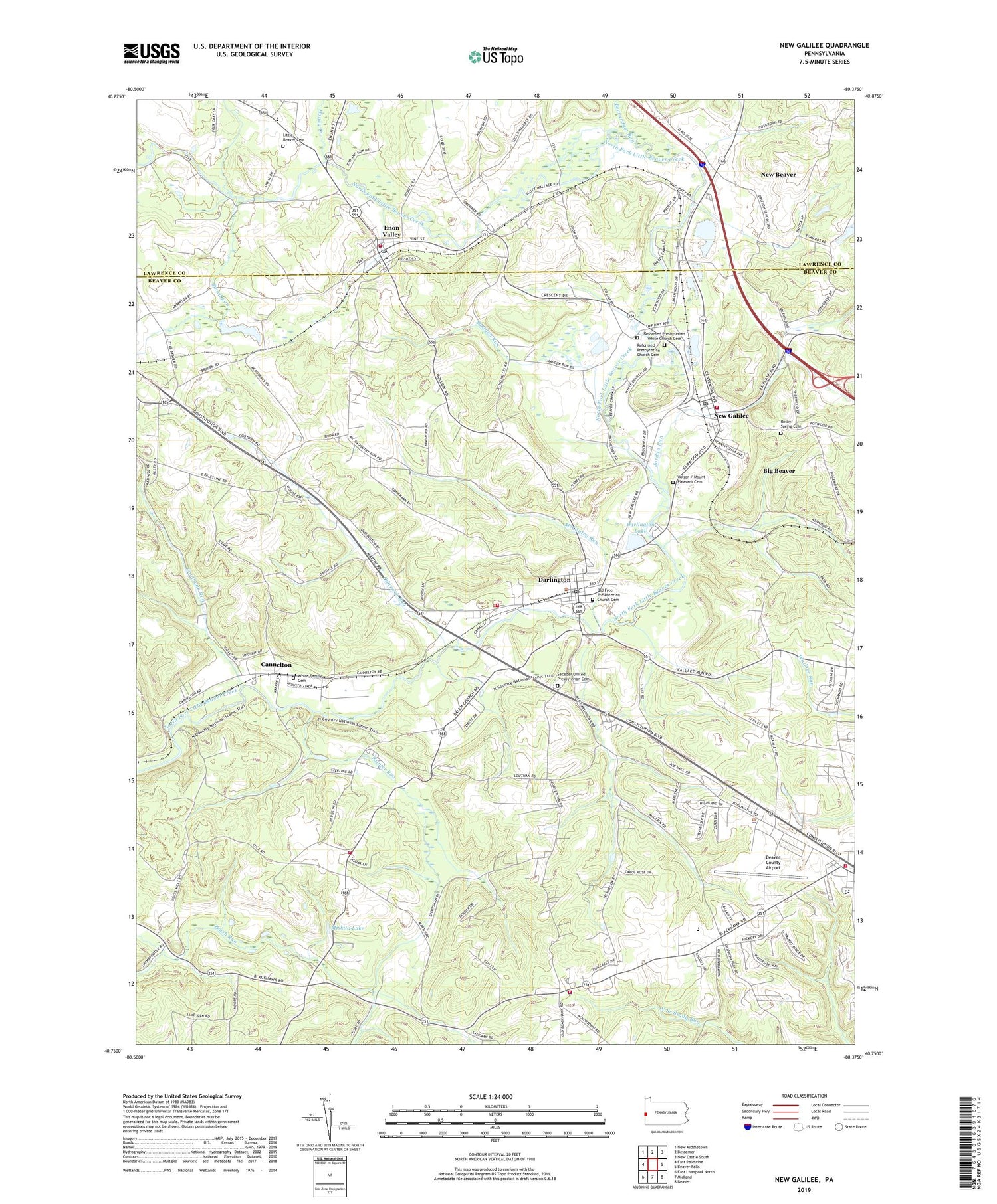 New Galilee Pennsylvania US Topo Map Image