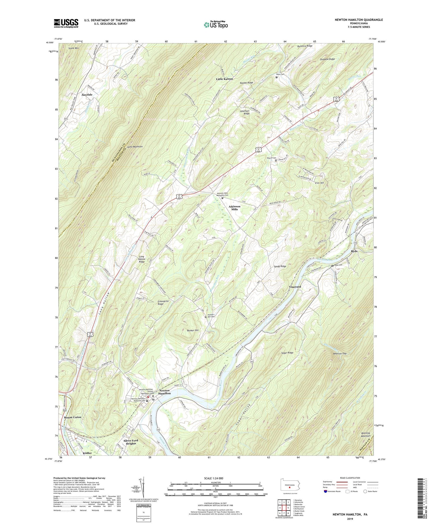 Newton Hamilton Pennsylvania US Topo Map Image