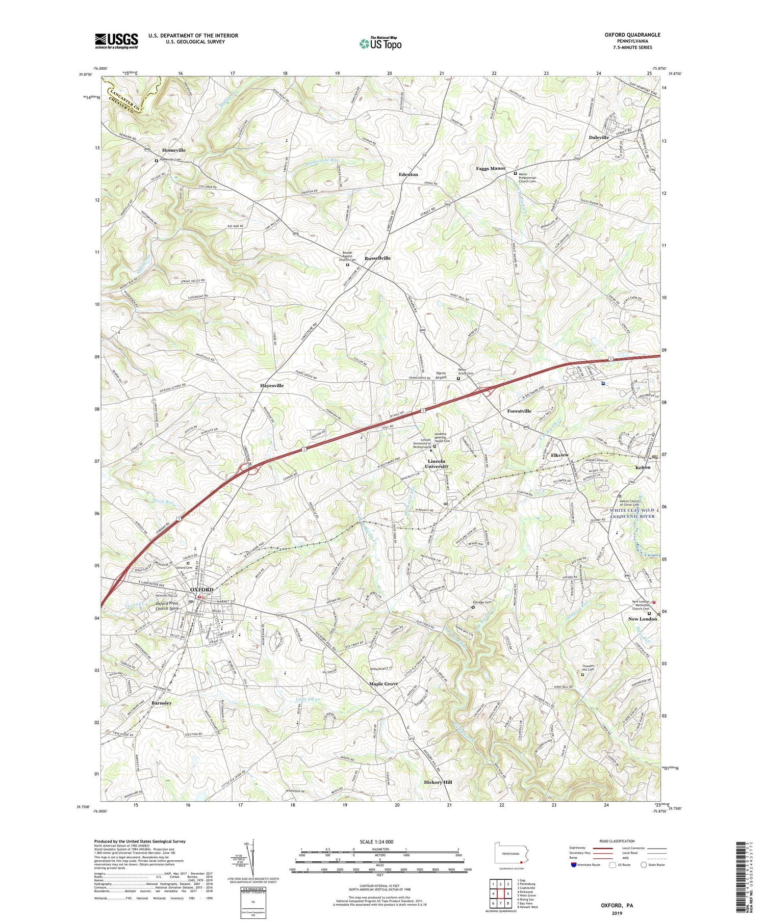 Oxford Pennsylvania US Topo Map Image