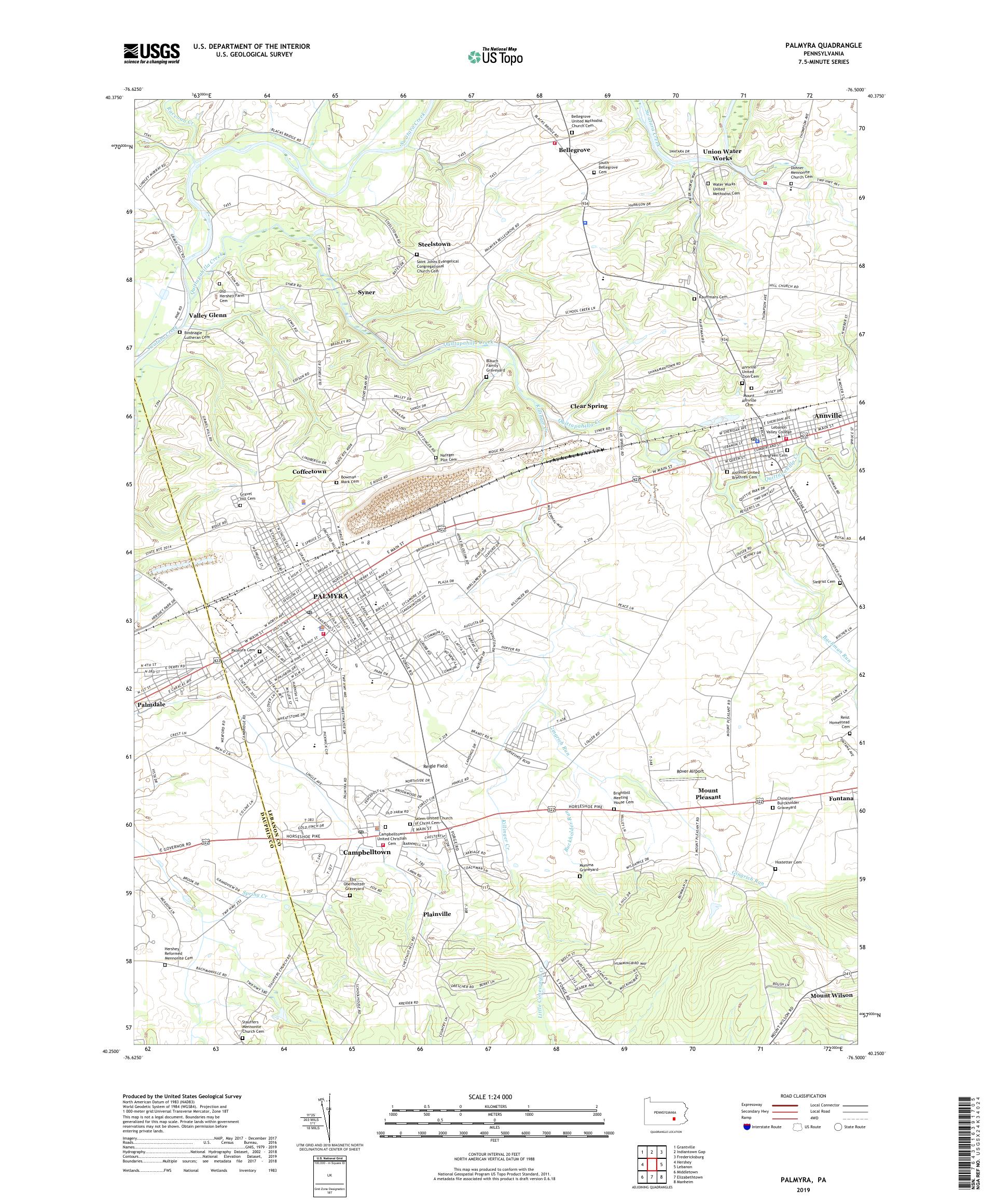 Palmyra Pennsylvania US Topo Map – MyTopo Map Store