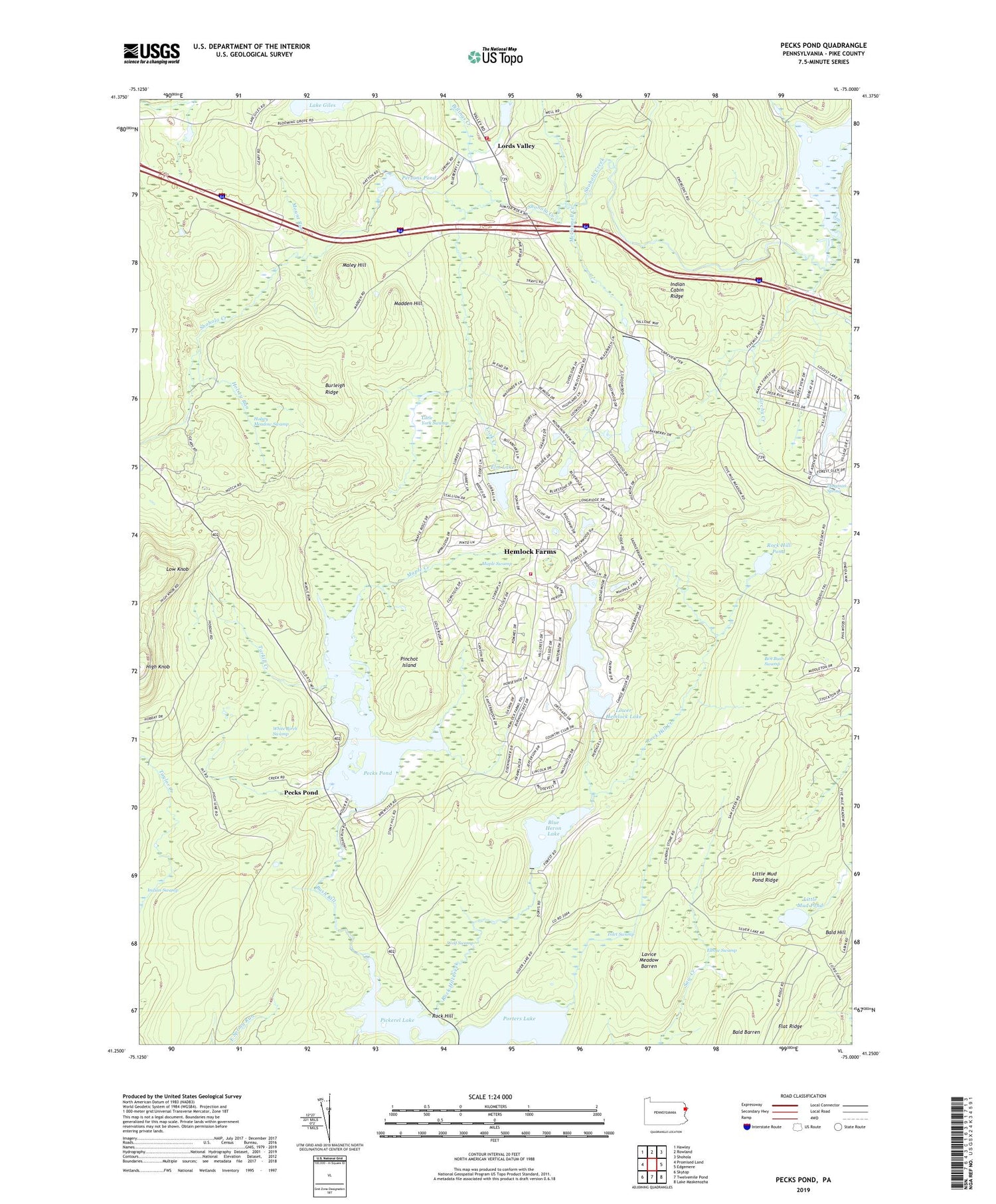 Pecks Pond Pennsylvania US Topo Map Image