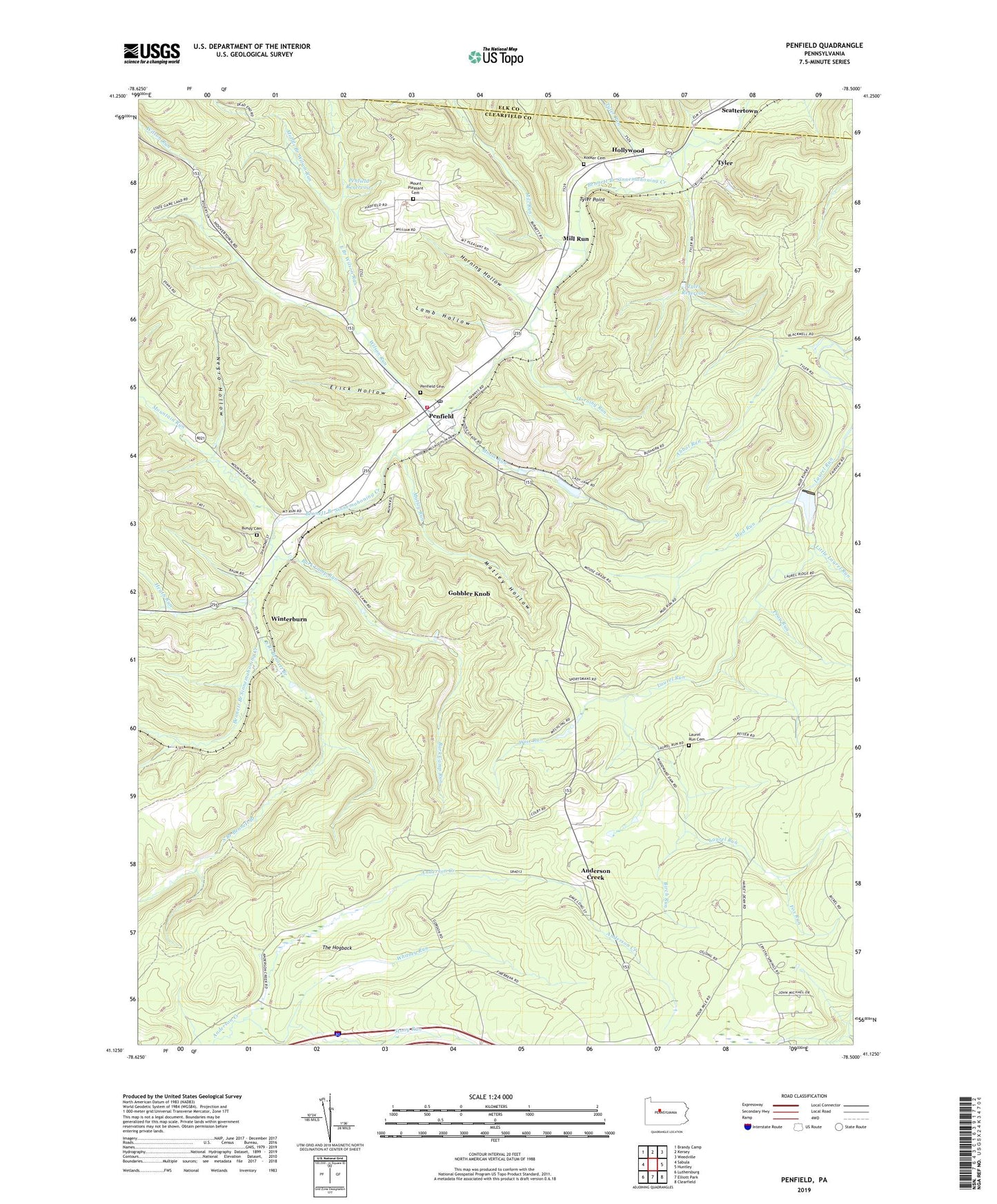 Penfield Pennsylvania US Topo Map Image