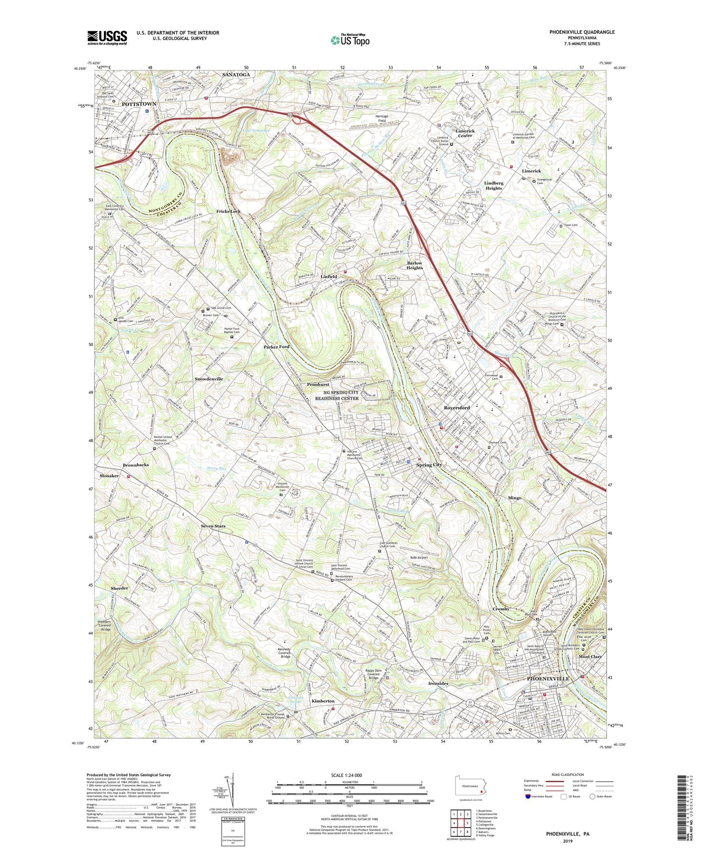 Phoenixville Pennsylvania US Topo Map Image