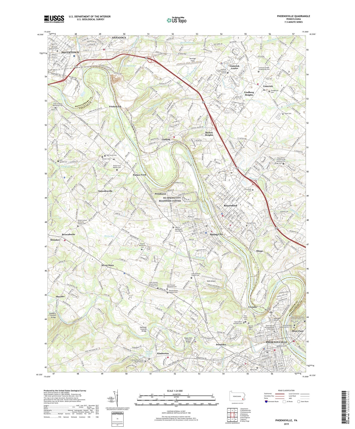 Phoenixville Pennsylvania US Topo Map Image