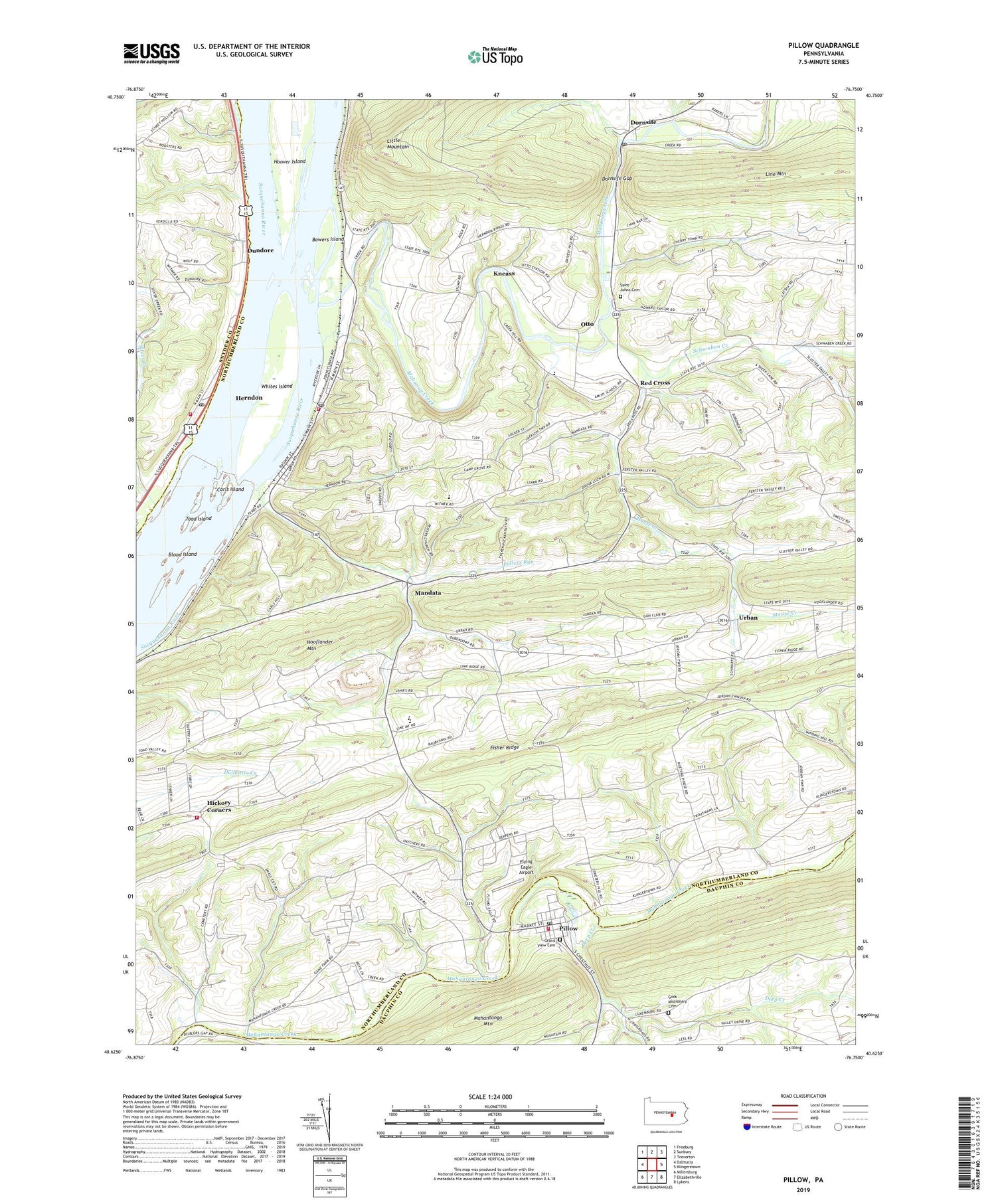 Pillow Pennsylvania US Topo Map Image