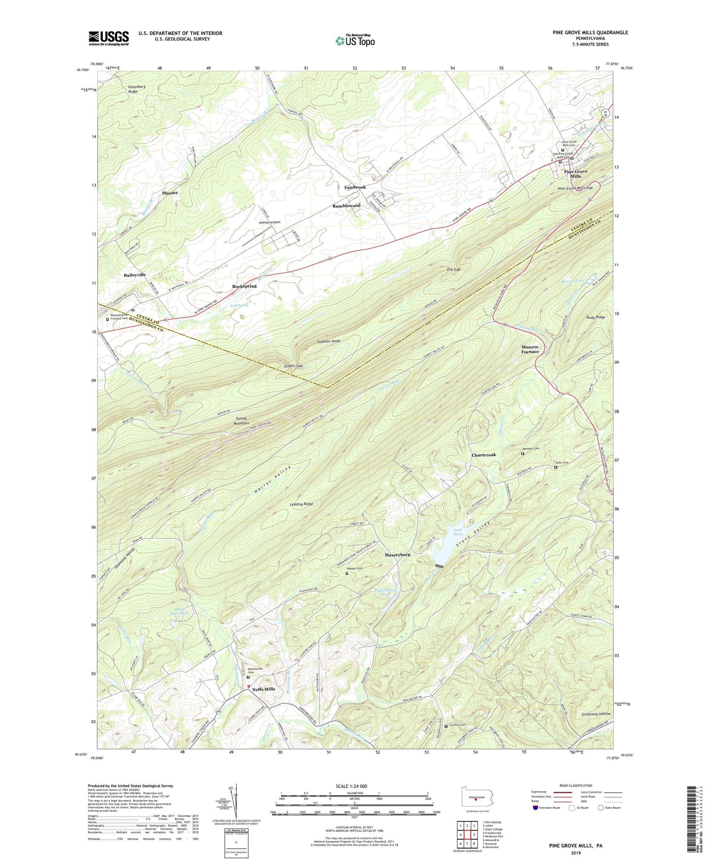 Pine Grove Mills Pennsylvania US Topo Map Image