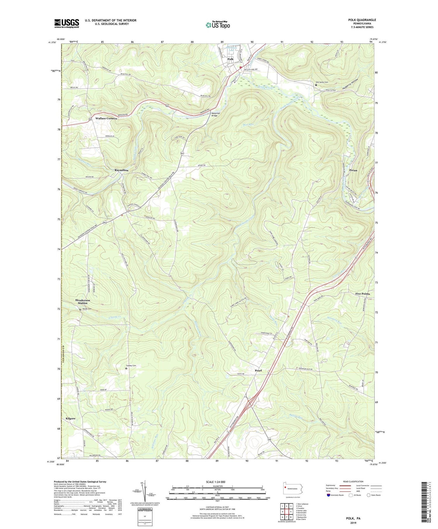 Polk Pennsylvania US Topo Map Image