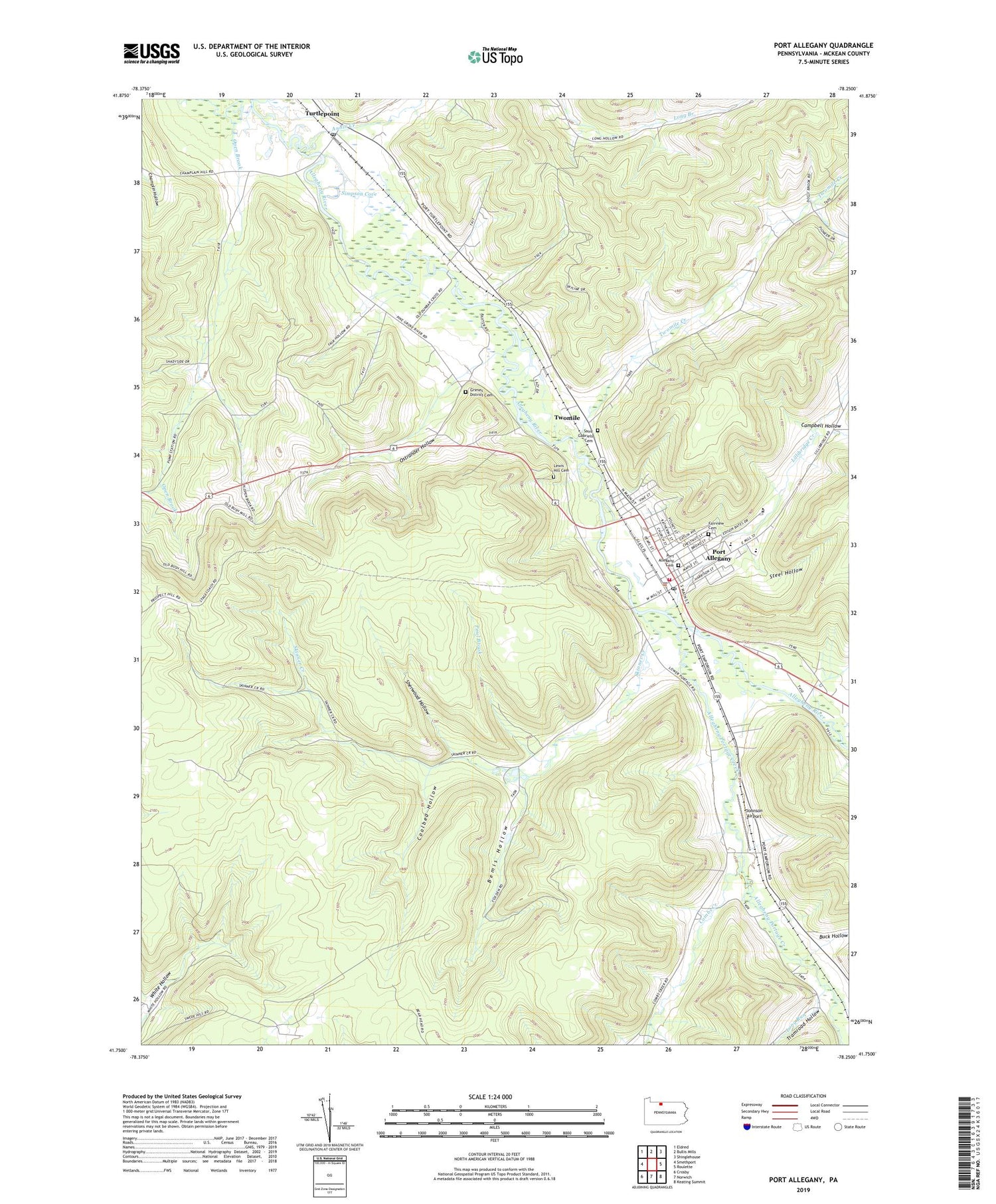 Port Allegany Pennsylvania US Topo Map Image
