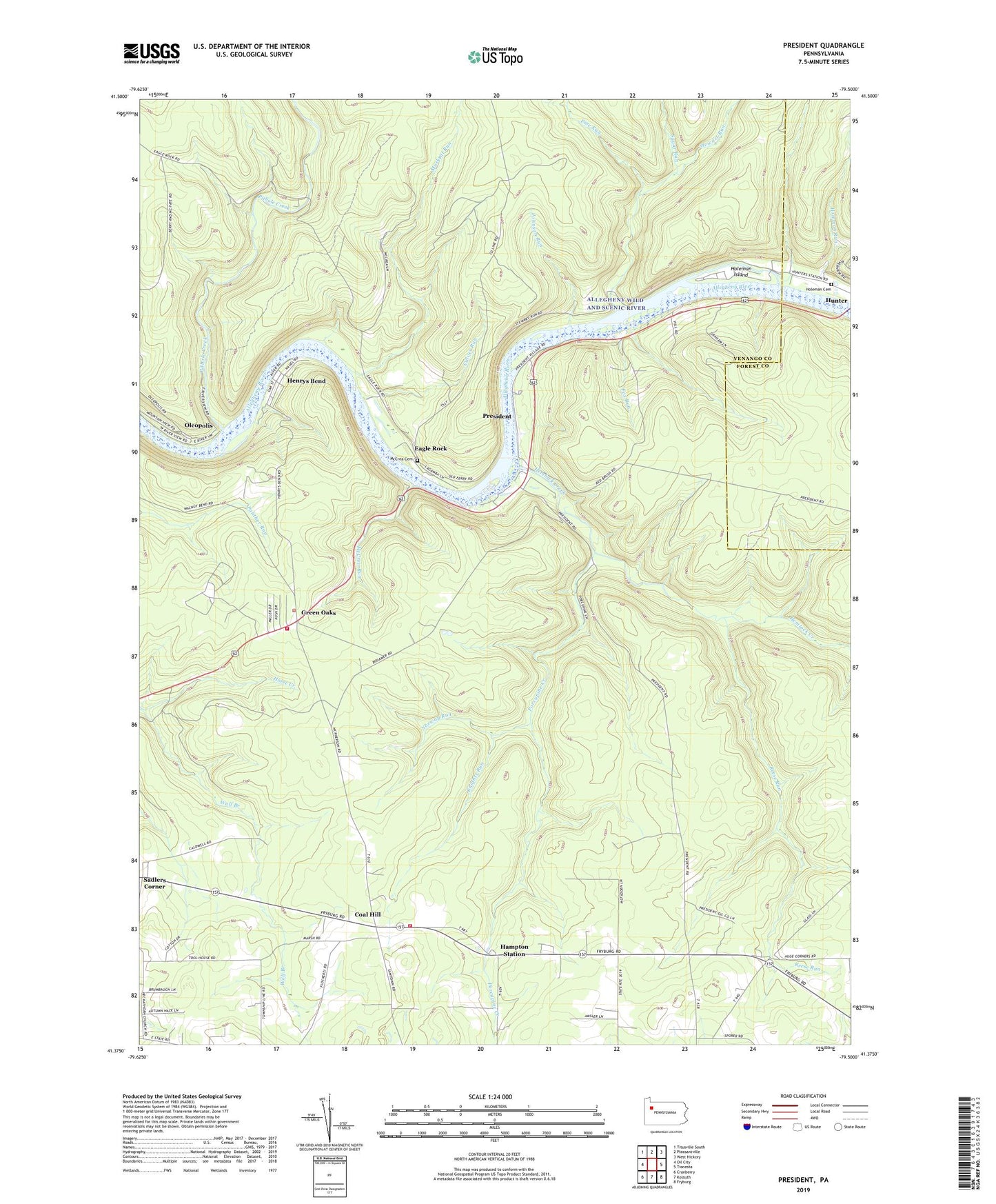 President Pennsylvania US Topo Map Image