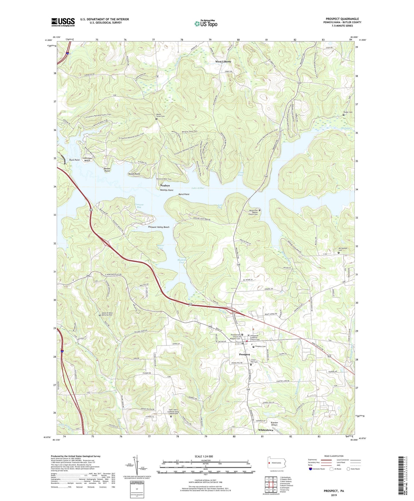 Prospect Pennsylvania US Topo Map Image